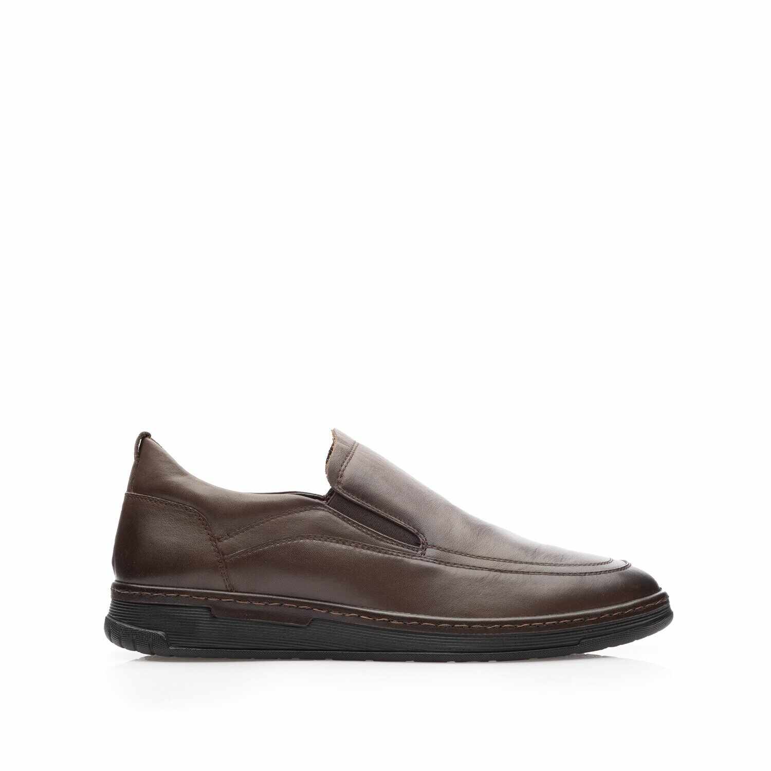 Pantofi casual bărbați din piele naturală, Leofex - 973 Maro Box