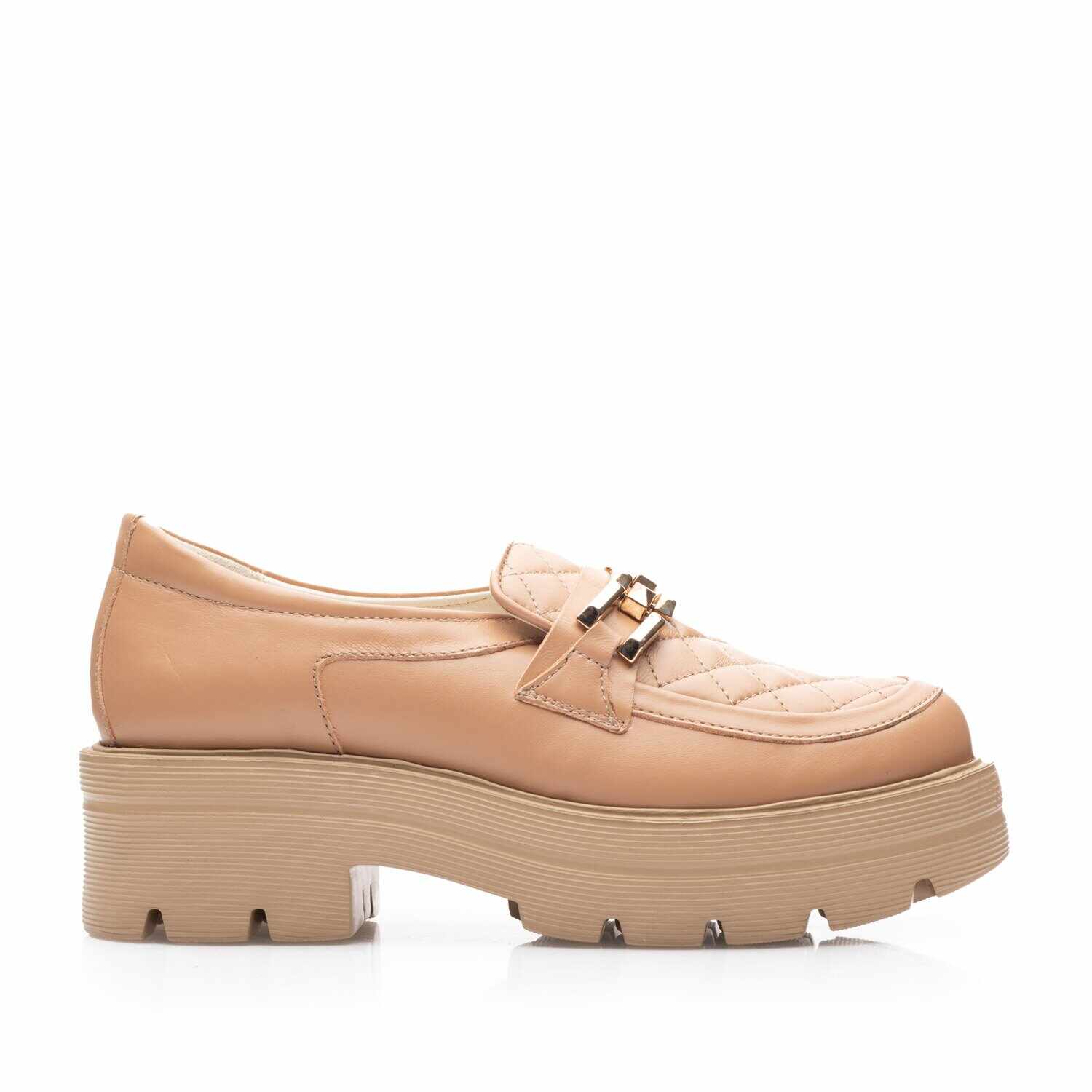 Pantofi casual damă din piele naturală, Leofex - 024-2 Cappuccino Box