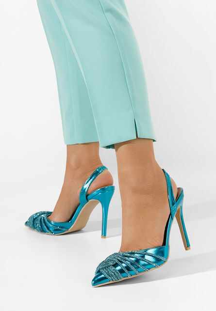 Pantofi stiletto eleganti Viviana albastri