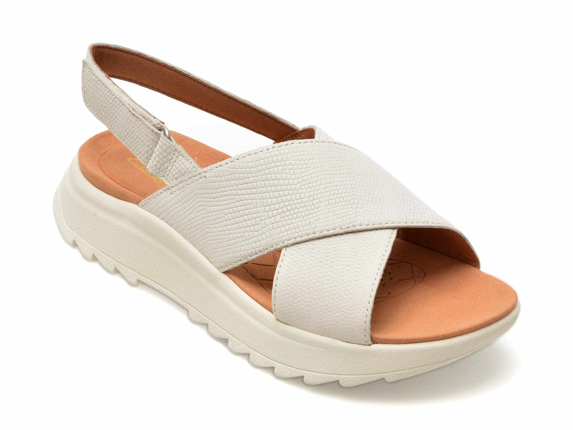 Sandale CLARKS albe, DASLIWI, din piele naturala