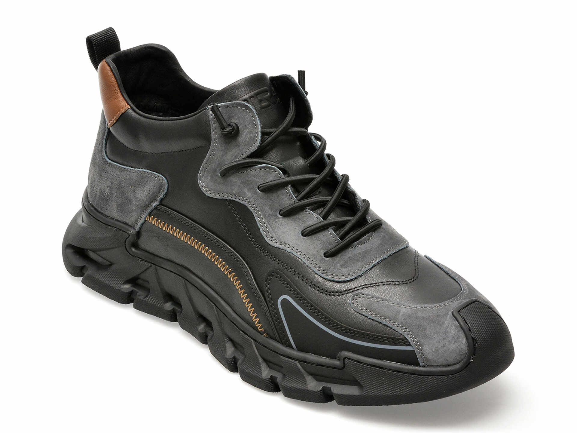 Pantofi OTTER negri, J230027, din piele naturala