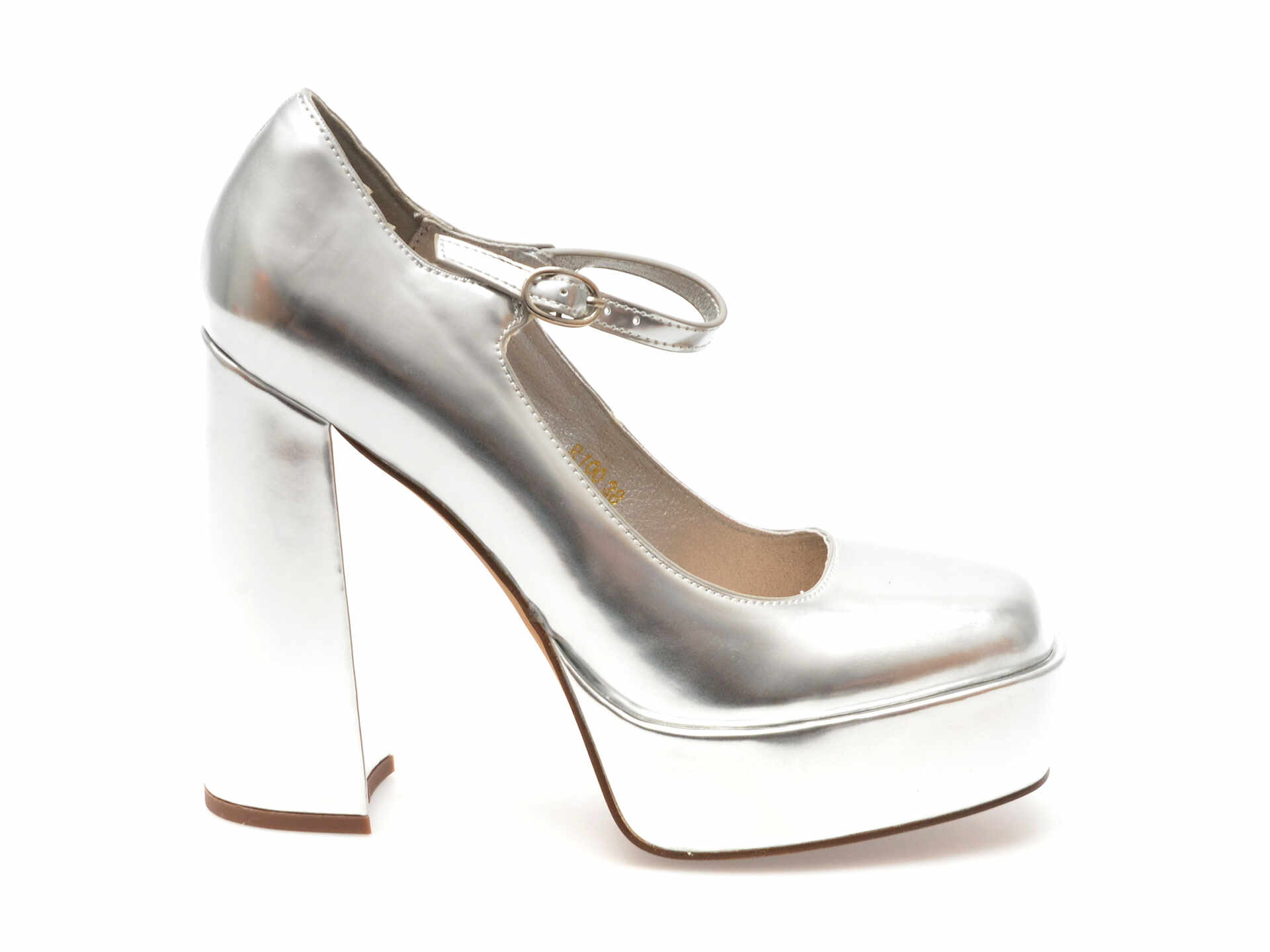 Pantofi EPICA argintii, R100, din piele ecologica