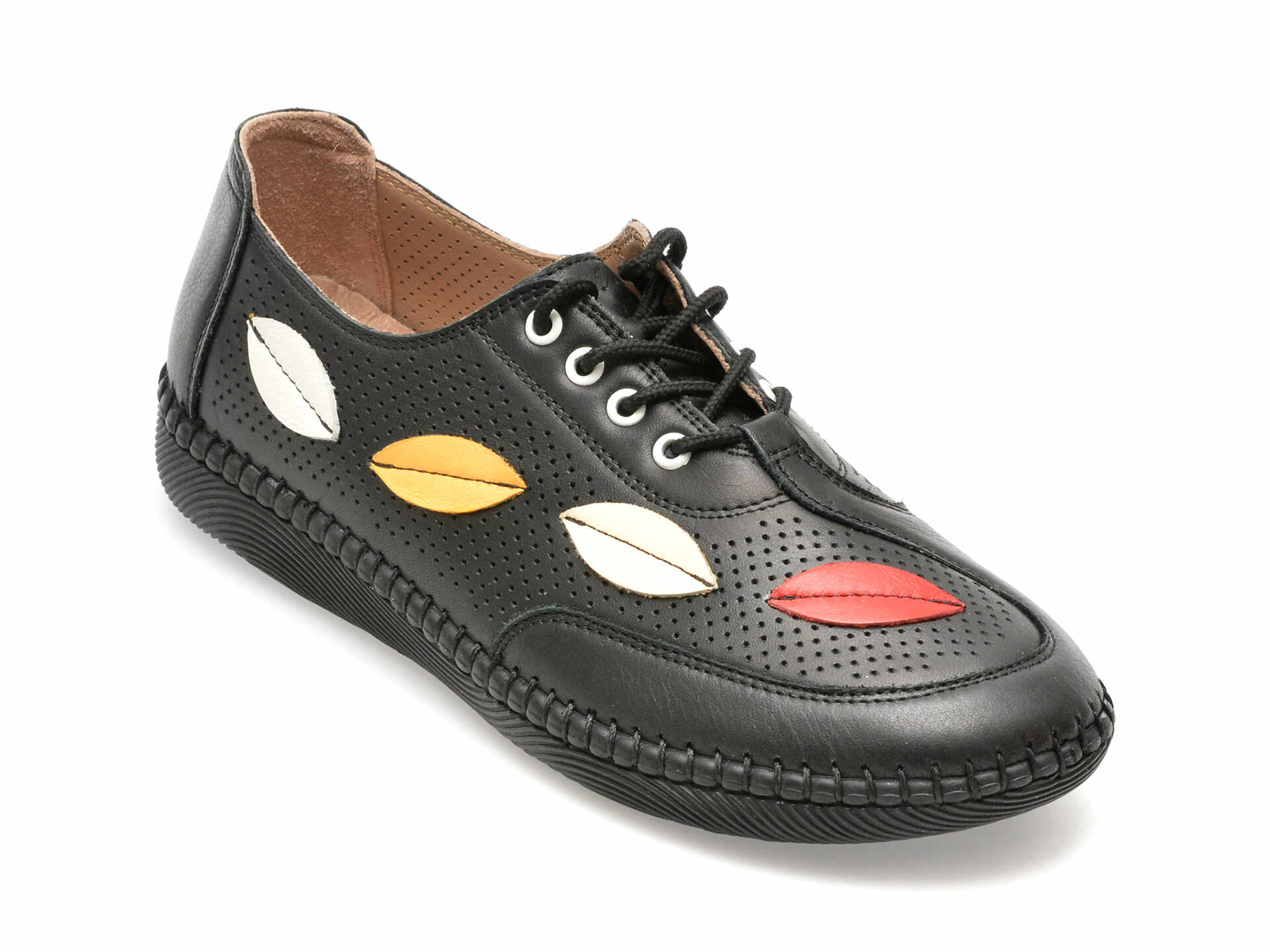 Pantofi OZIYS negri, 22110, din piele naturala