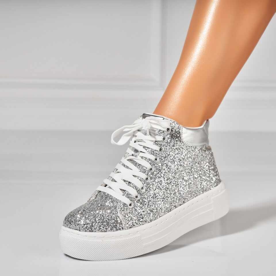 Sneakersi dama Textil Argintii Kasiya