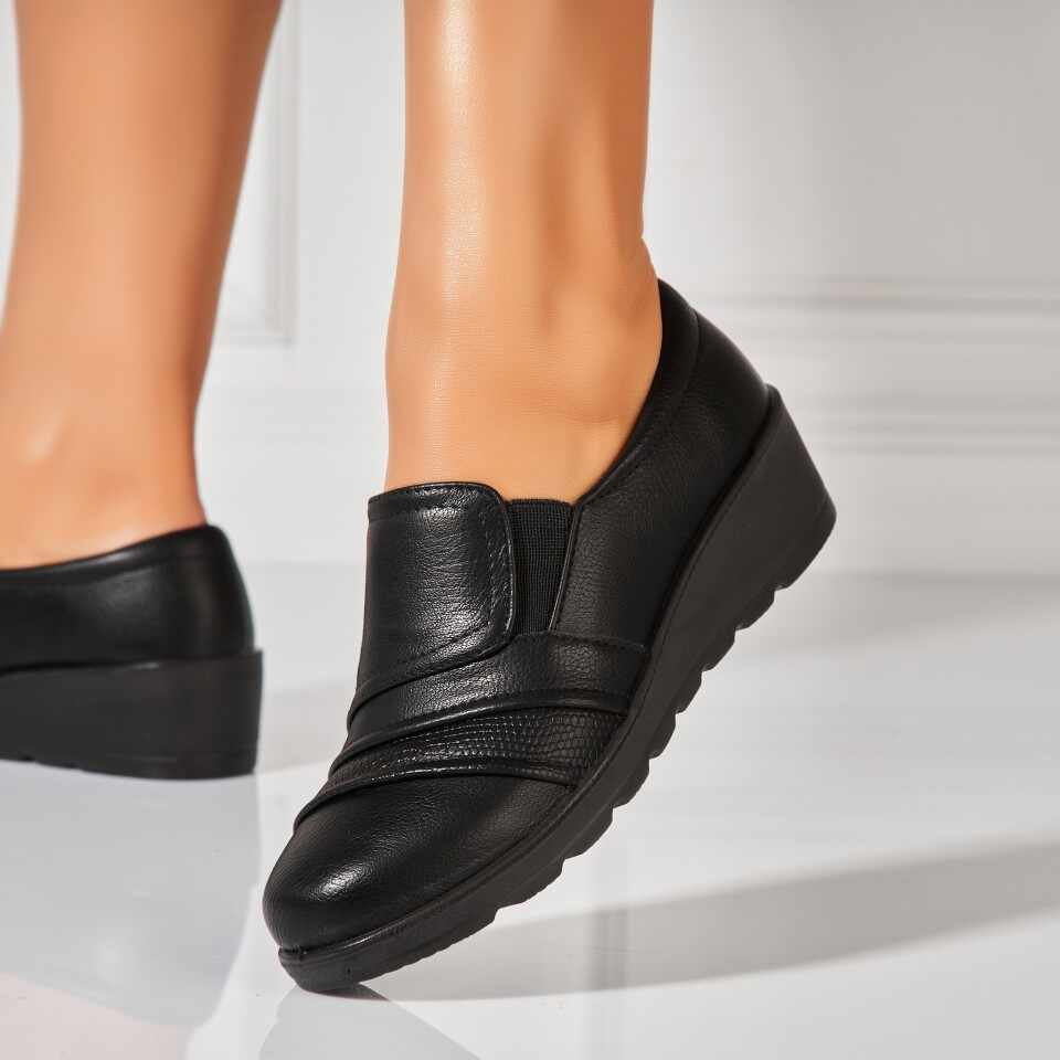 Pantofi dama casual Negri din Piele Ecologica Elia