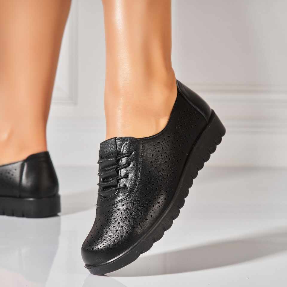Pantofi dama casual Negri din Piele Ecologica Ilya