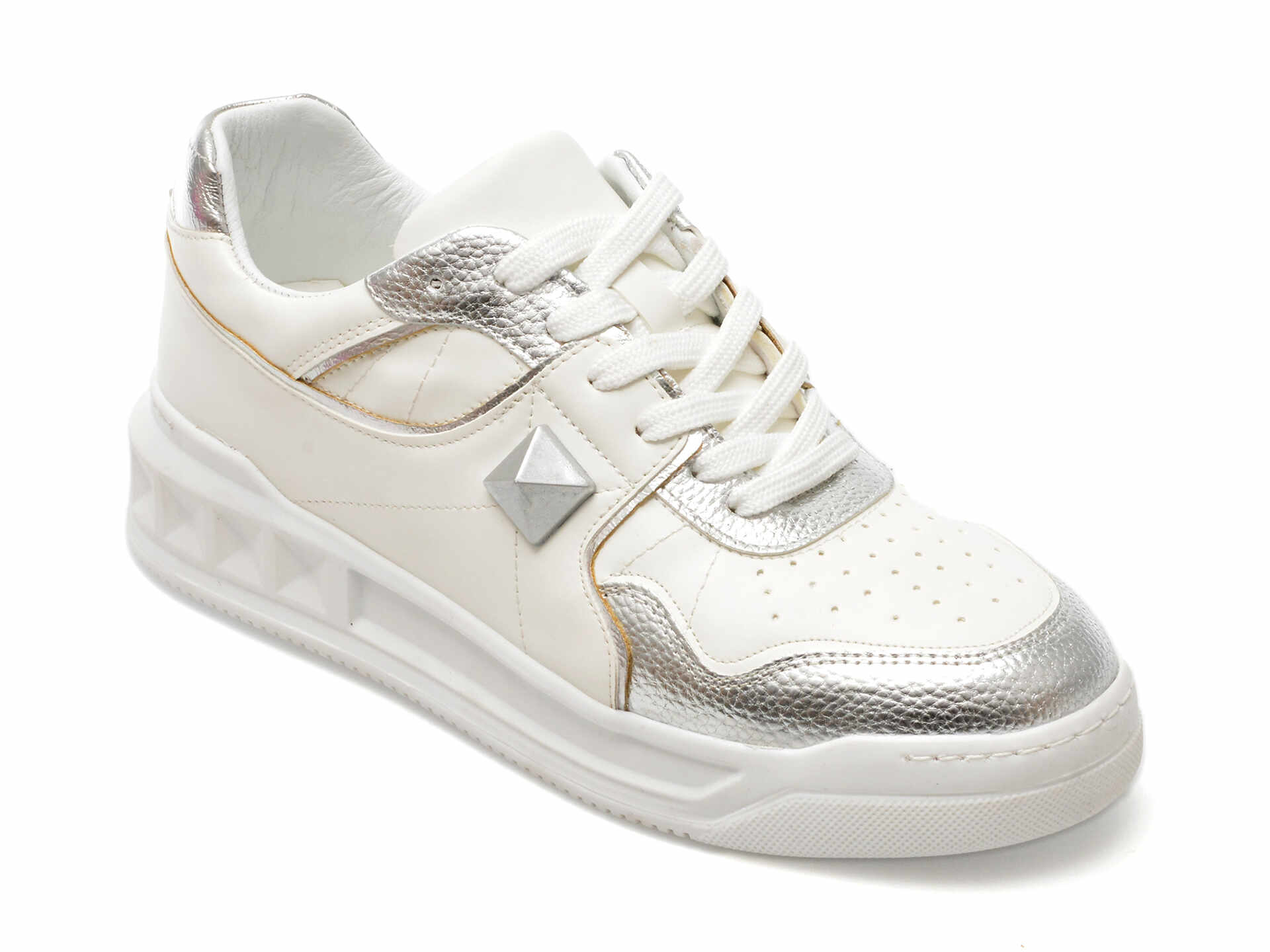 Pantofi PESETTO argintii, 2945027, din piele ecologica