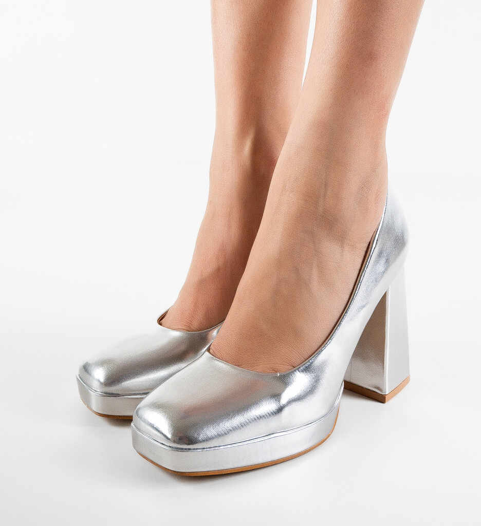 Pantofi dama Violet Argintii