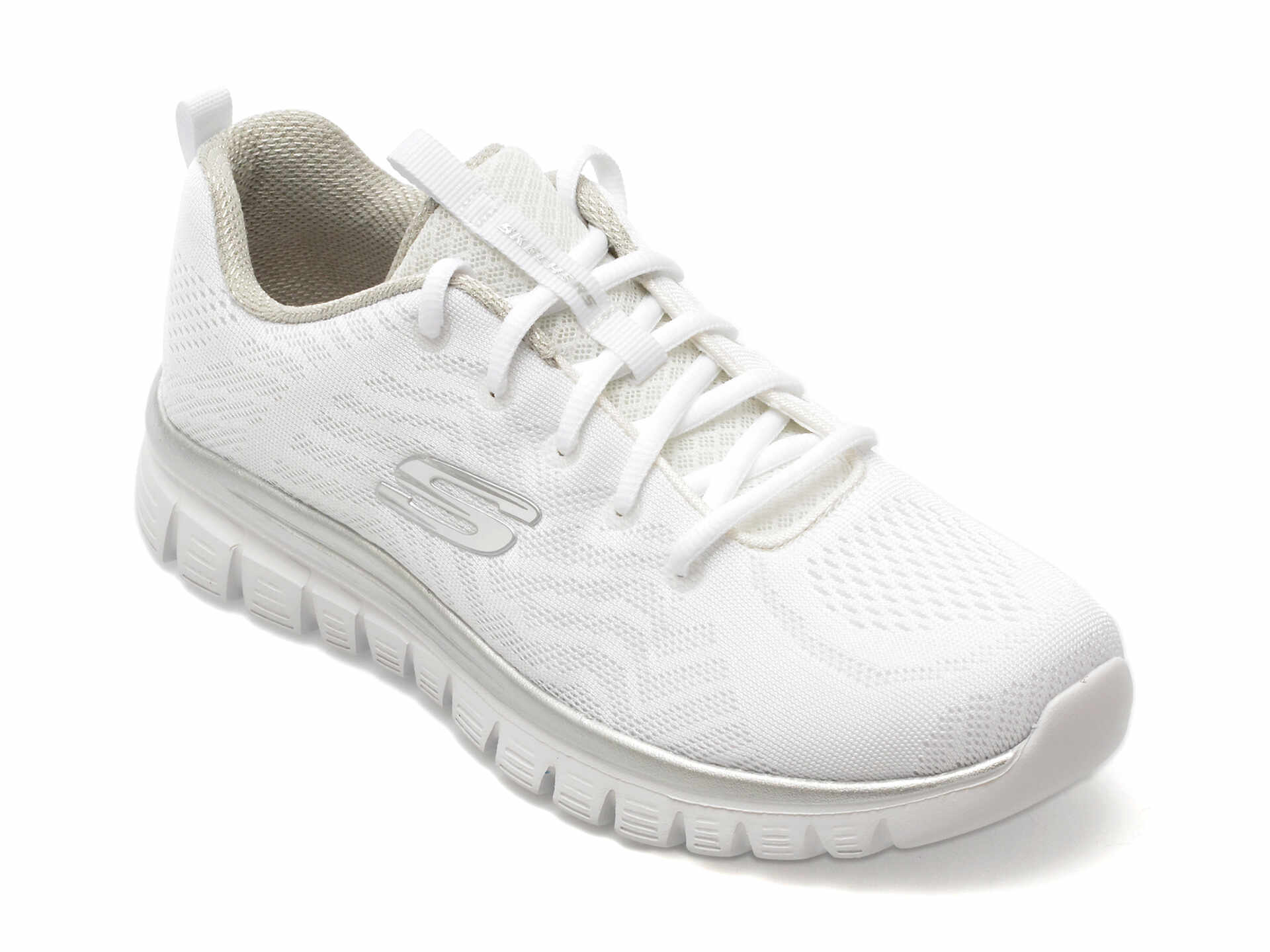 Pantofi sport SKECHERS albi, GRACEFUL, din material textil