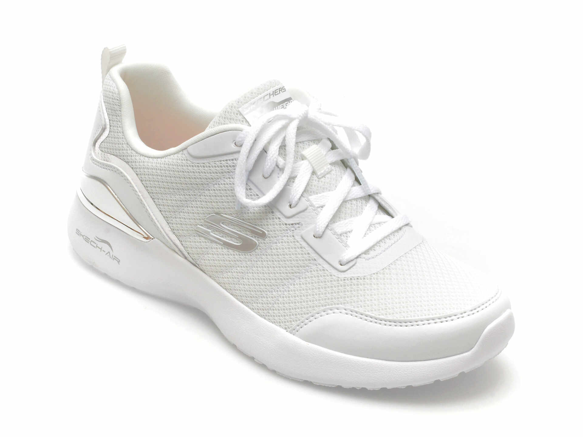 Pantofi sport SKECHERS albi, SKECH-AIR DYNAMIGHT, din material textil