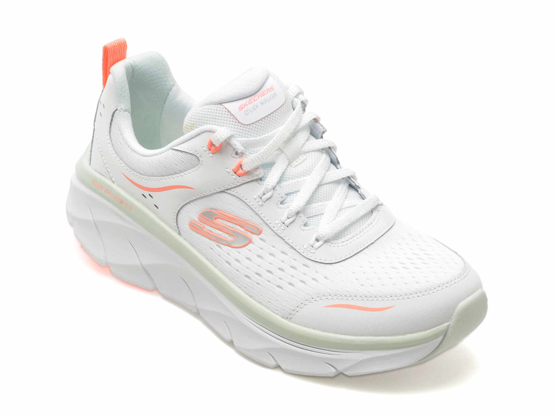 Pantofi sport SKECHERS albi, D LUX WALKER 2.0, din material textil