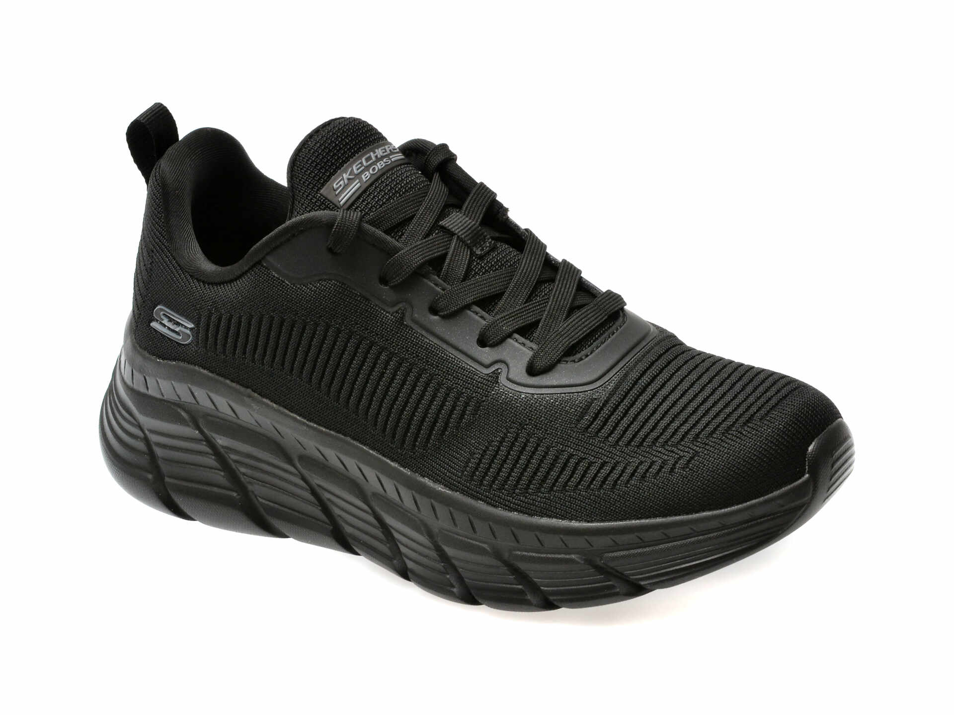 Pantofi sport SKECHERS negri, BOBS B FLEX HI, din material textil
