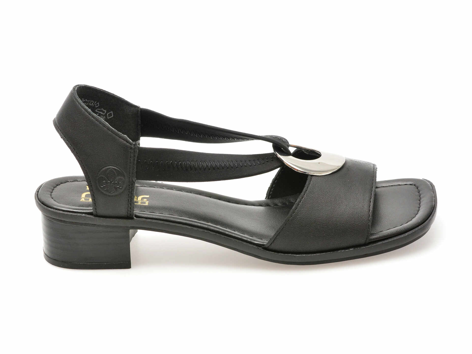Sandale casual RIEKER negre, 626621, din piele naturala