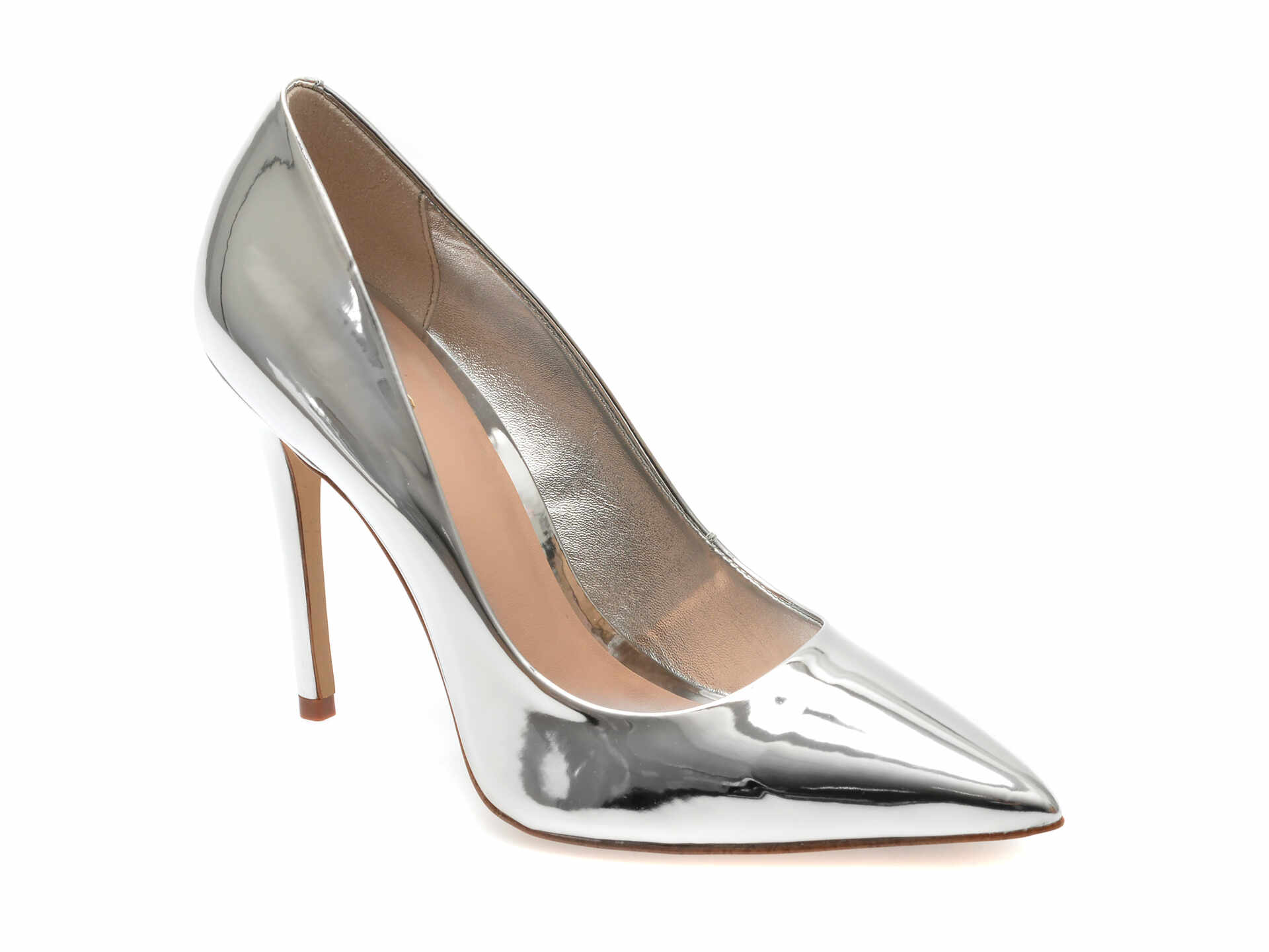 Pantofi eleganti ALDO argintii, CASSEDYNA040, din piele ecologica lacuita