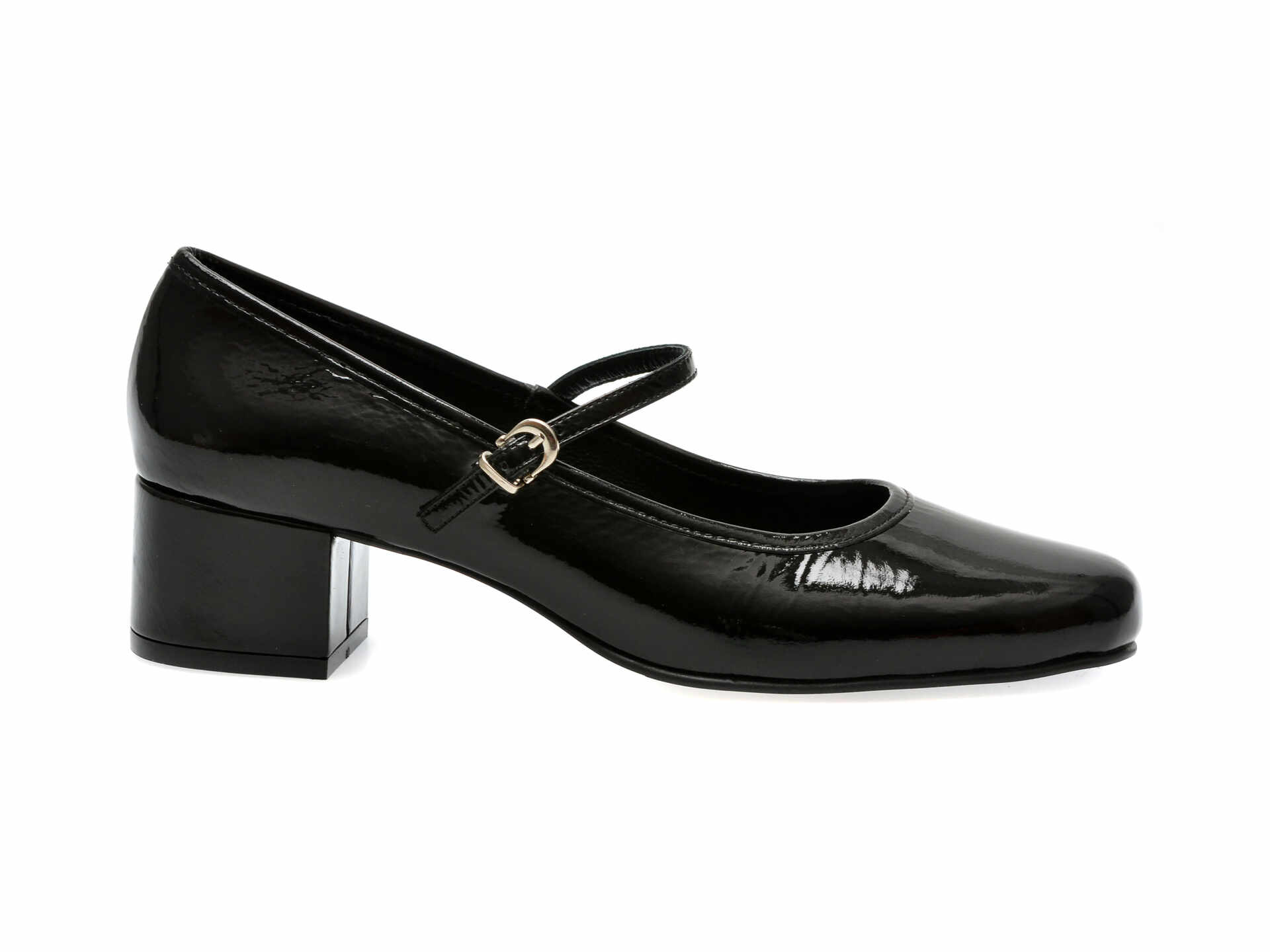 Pantofi casual IMAGE negri, 260900, din piele naturala lacuita