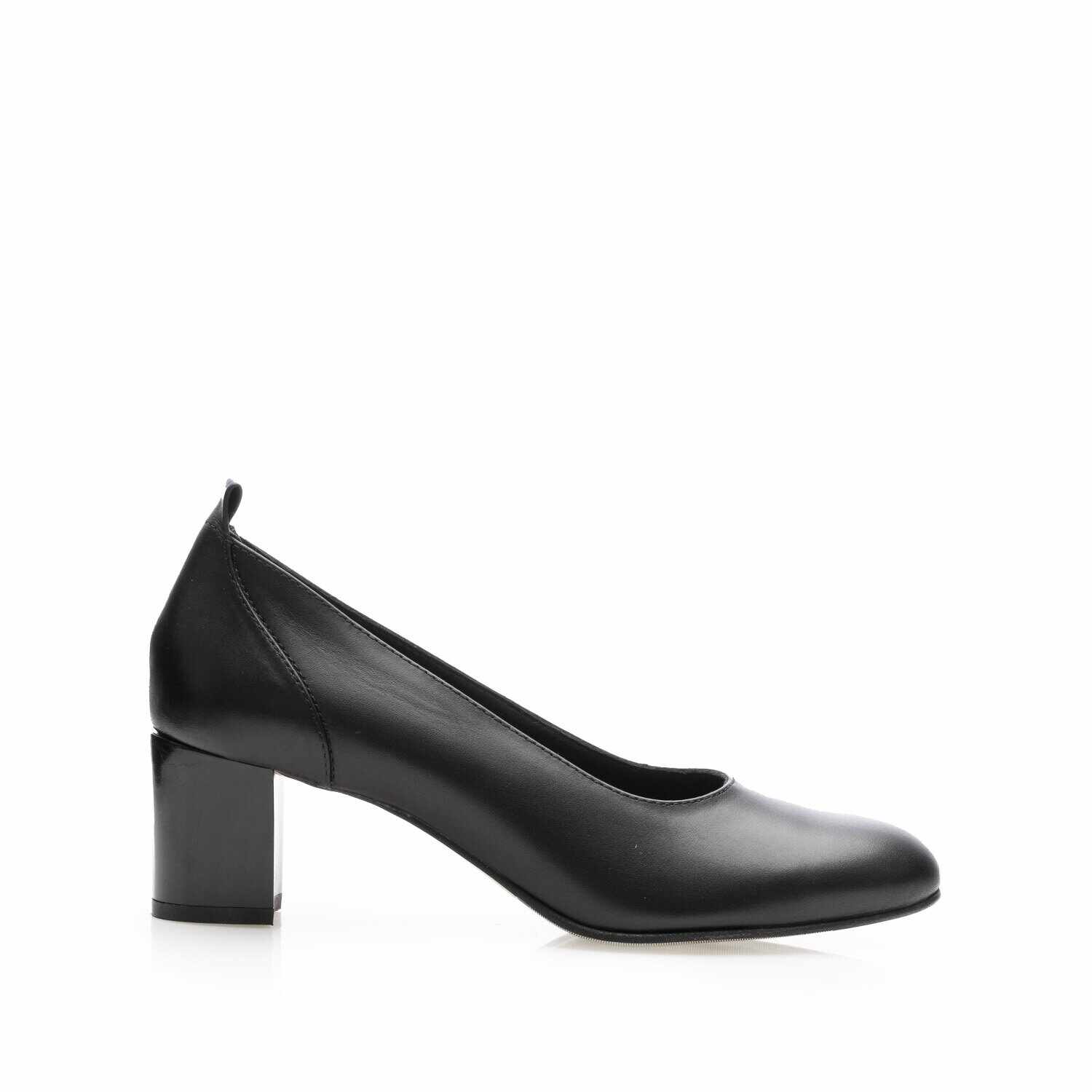 Pantofi casual cu toc damă din piele naturală Leofex - 231-3 Negru Box