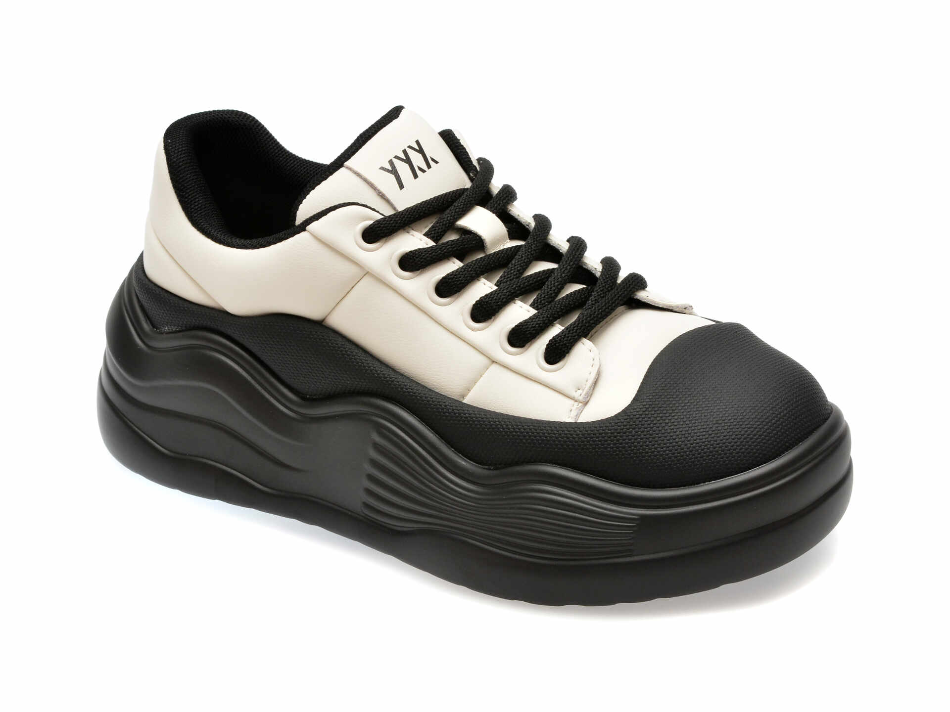 Pantofi casual GRYXX alb-negru, 1076, din piele naturala