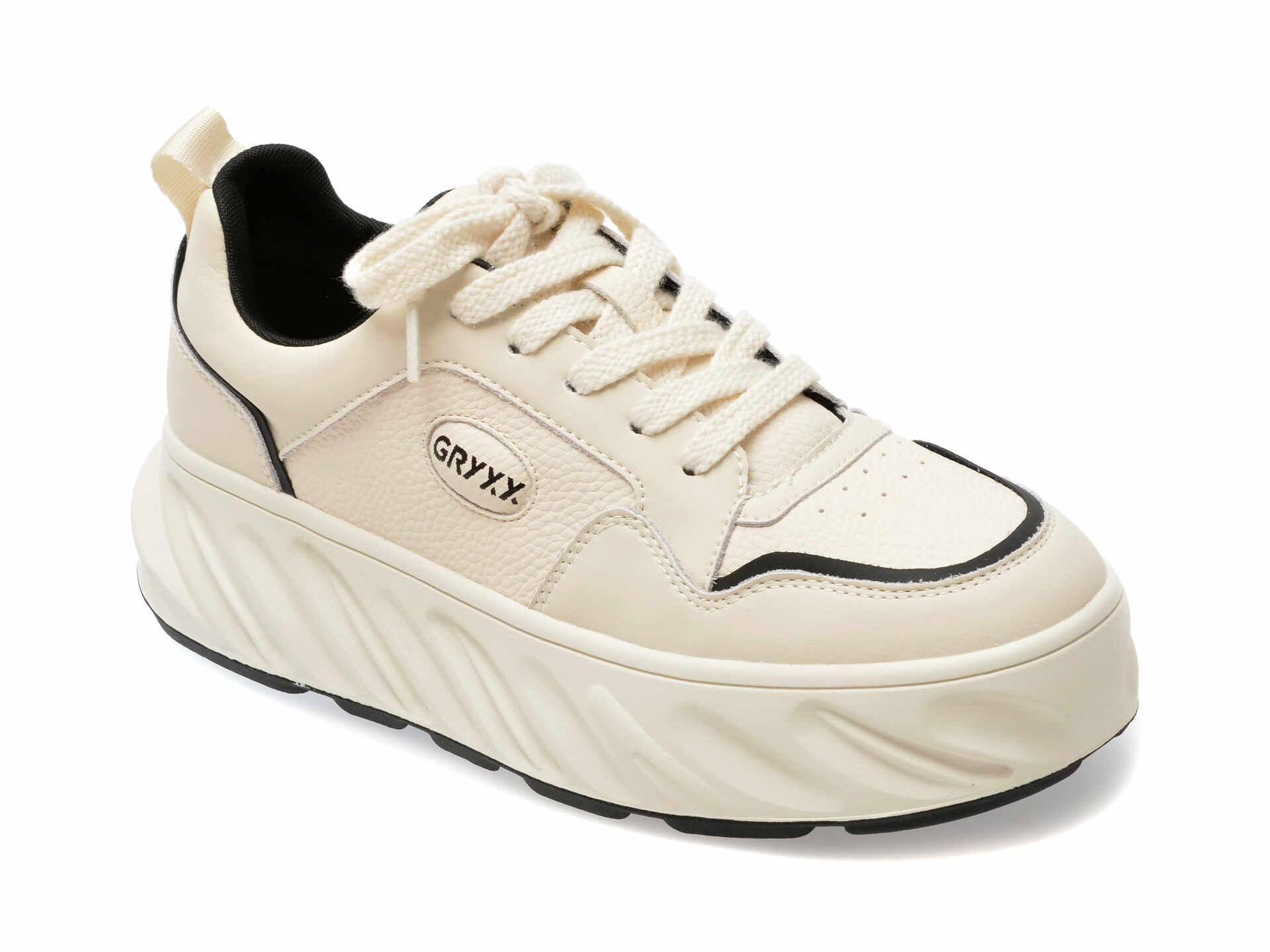 Pantofi casual GRYXX alb-negru, 23078, din piele naturala