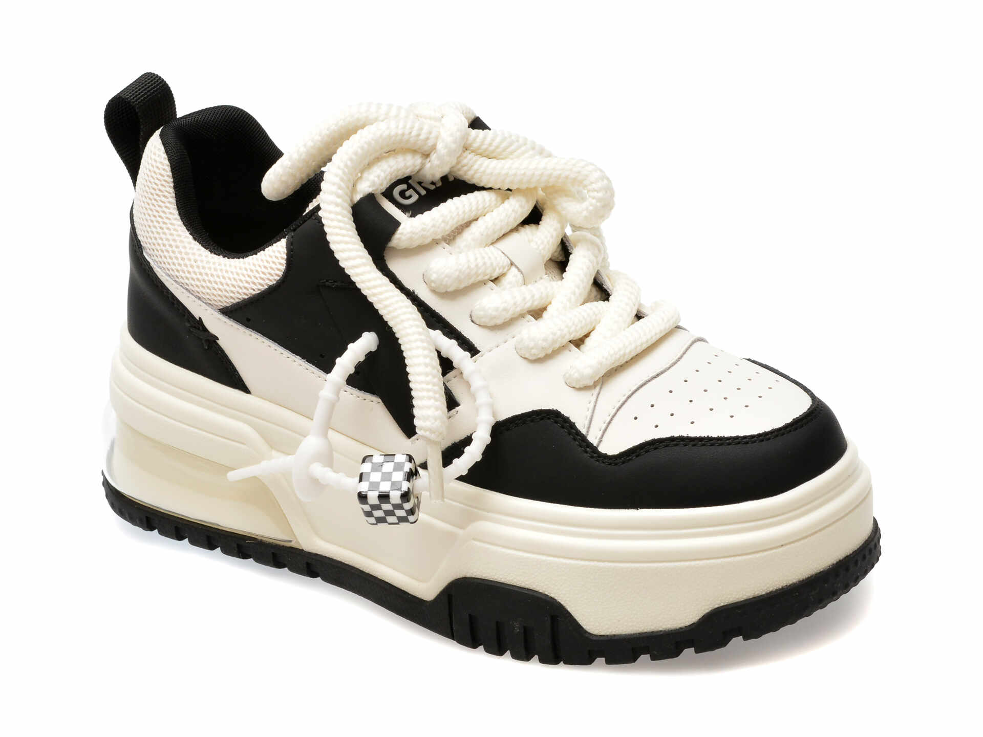 Pantofi casual GRYXX alb-negru, 2822, din piele naturala