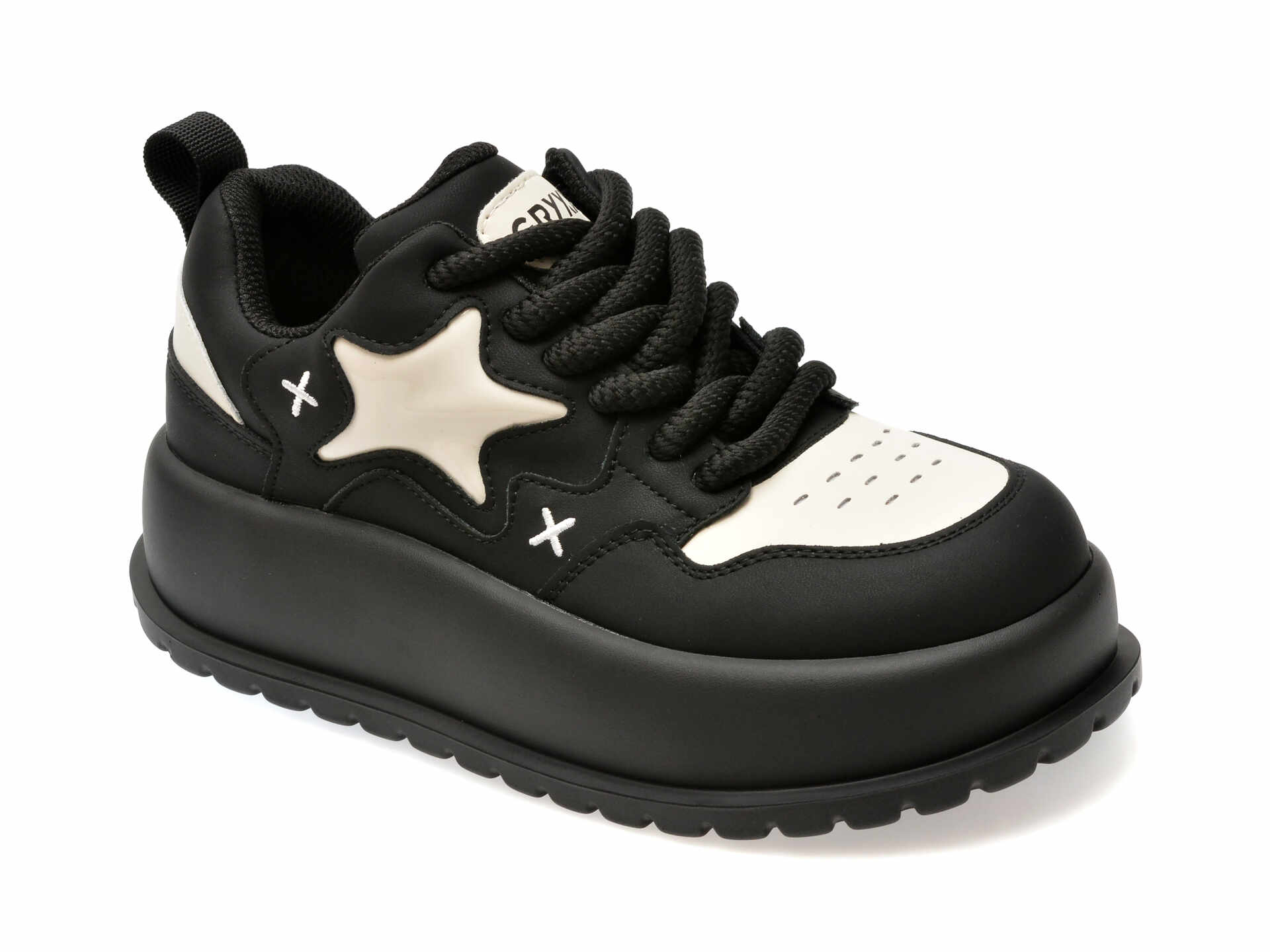 Pantofi casual GRYXX alb-negru, 3A711A, din piele naturala