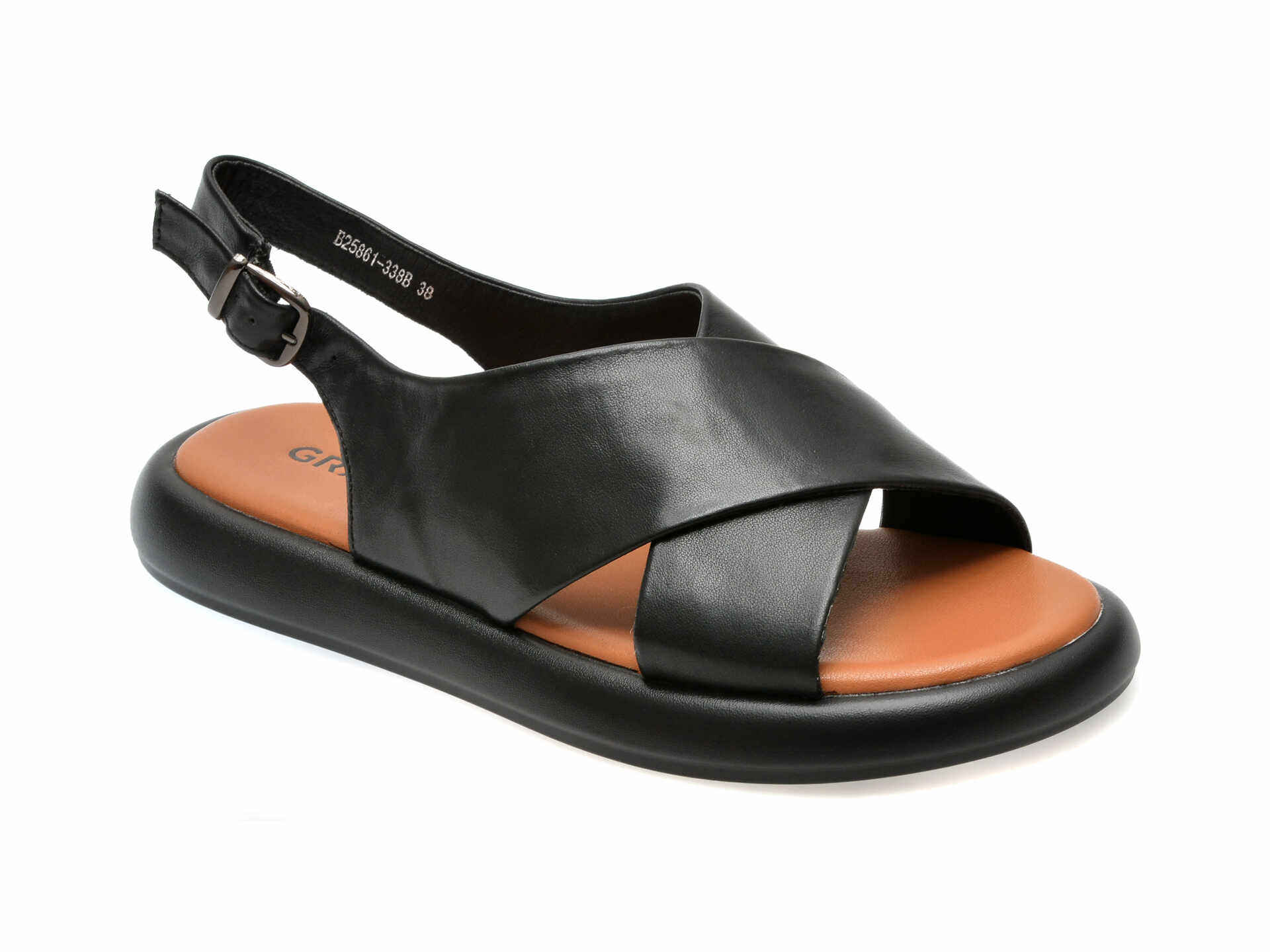Sandale casual GRYXX negre, 25861, din piele naturala