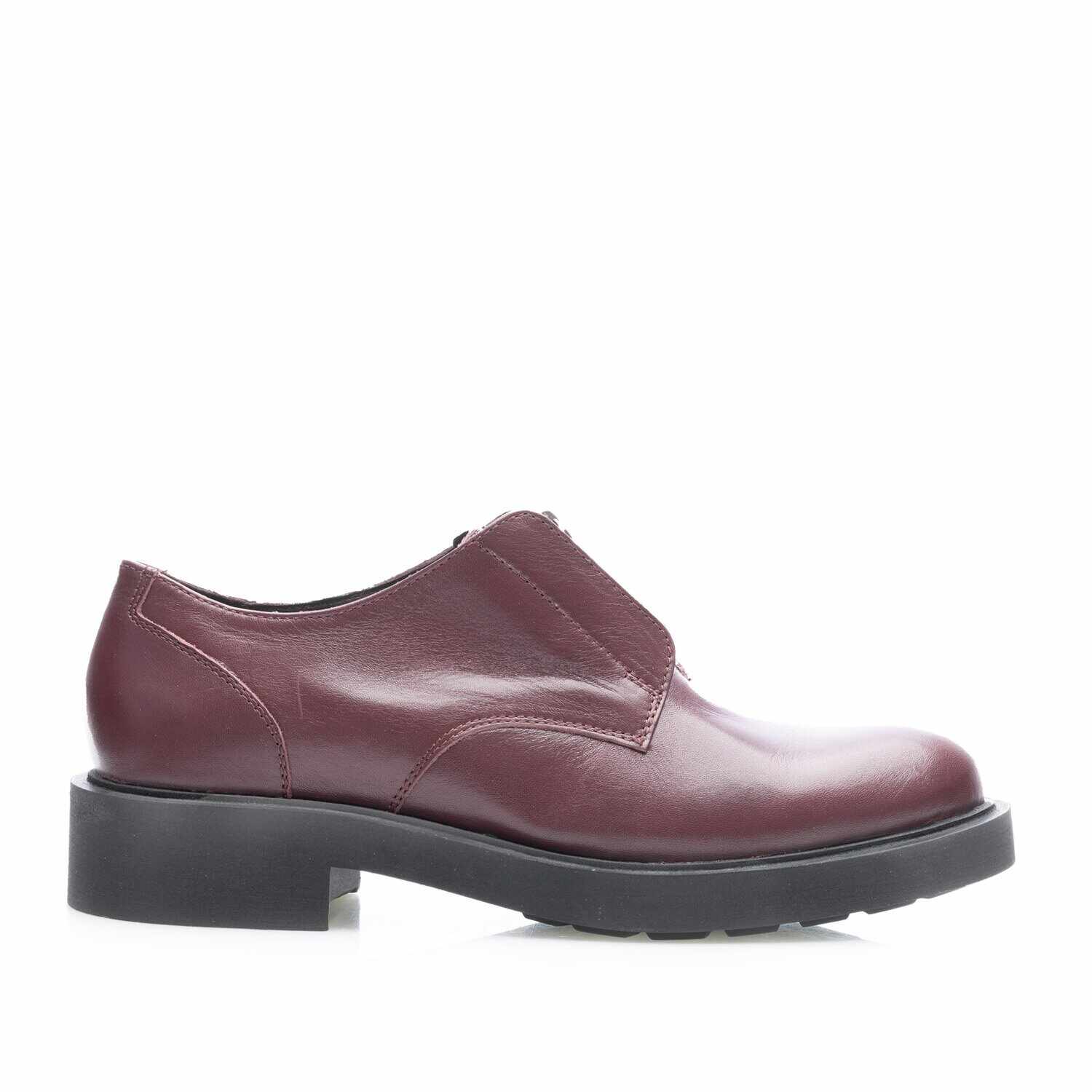 Pantofi casual damă din piele naturală, Leofex - 393 Vișiniu box