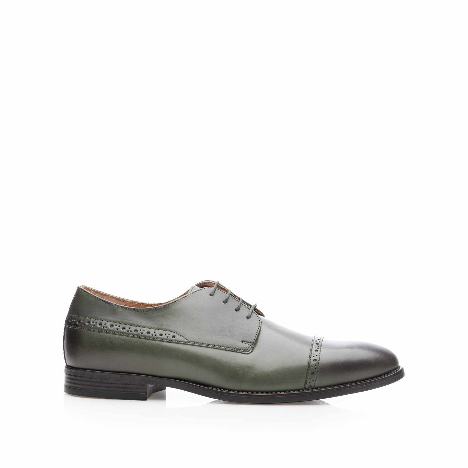 Pantofi eleganți bărbați din piele naturală,Leofex - 510 Verde Box