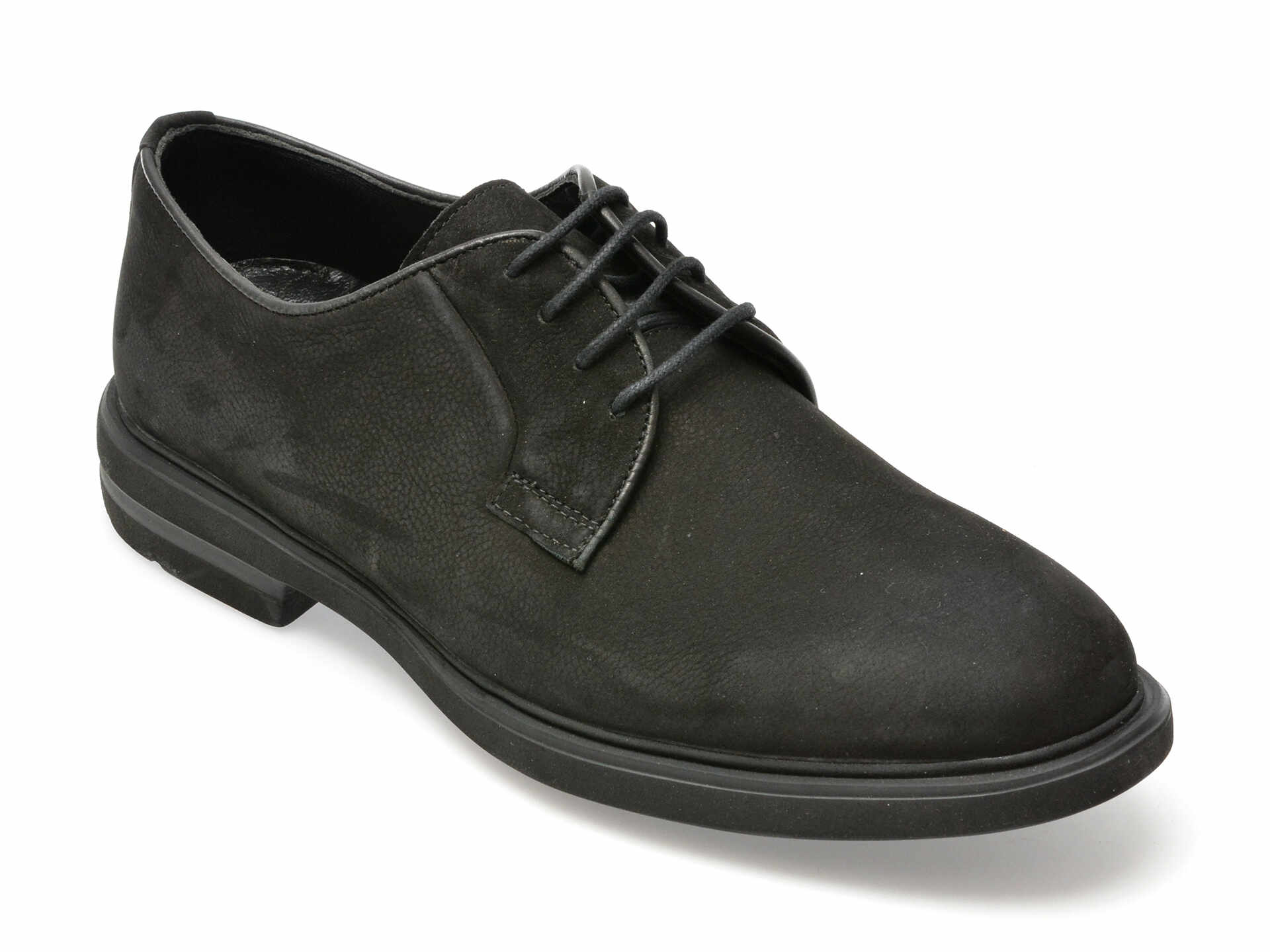 Pantofi OTTER negri, E1801, din nabuc