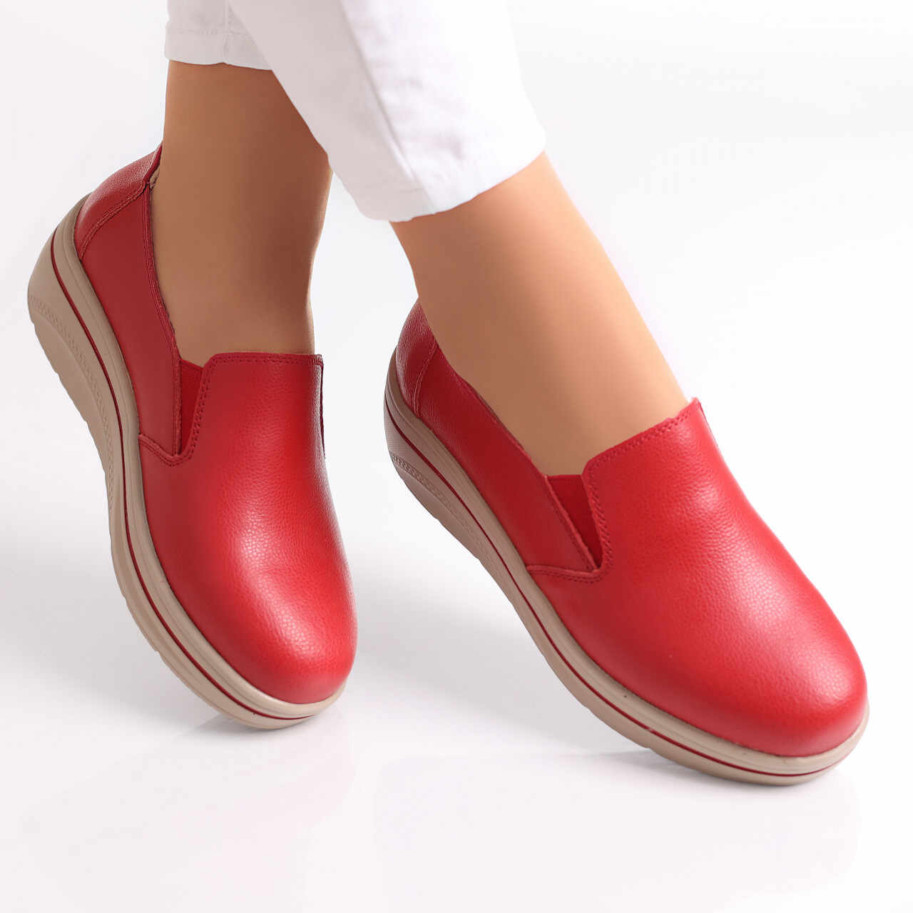 Pantofi dama cu Platforma Rosii din Piele Naturala Latifa