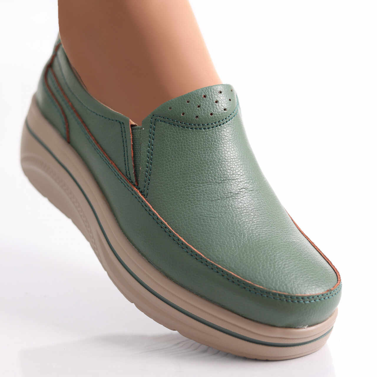 Pantofi dama cu Platforma Verzi din Piele Naturala Jessica