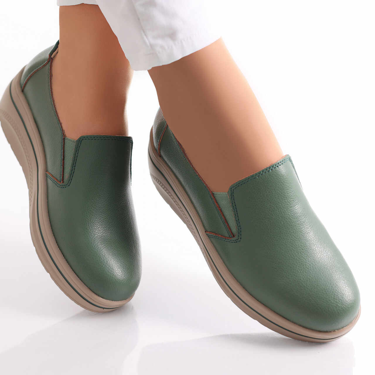 Pantofi dama cu Platforma Verzi din Piele Naturala Latifa