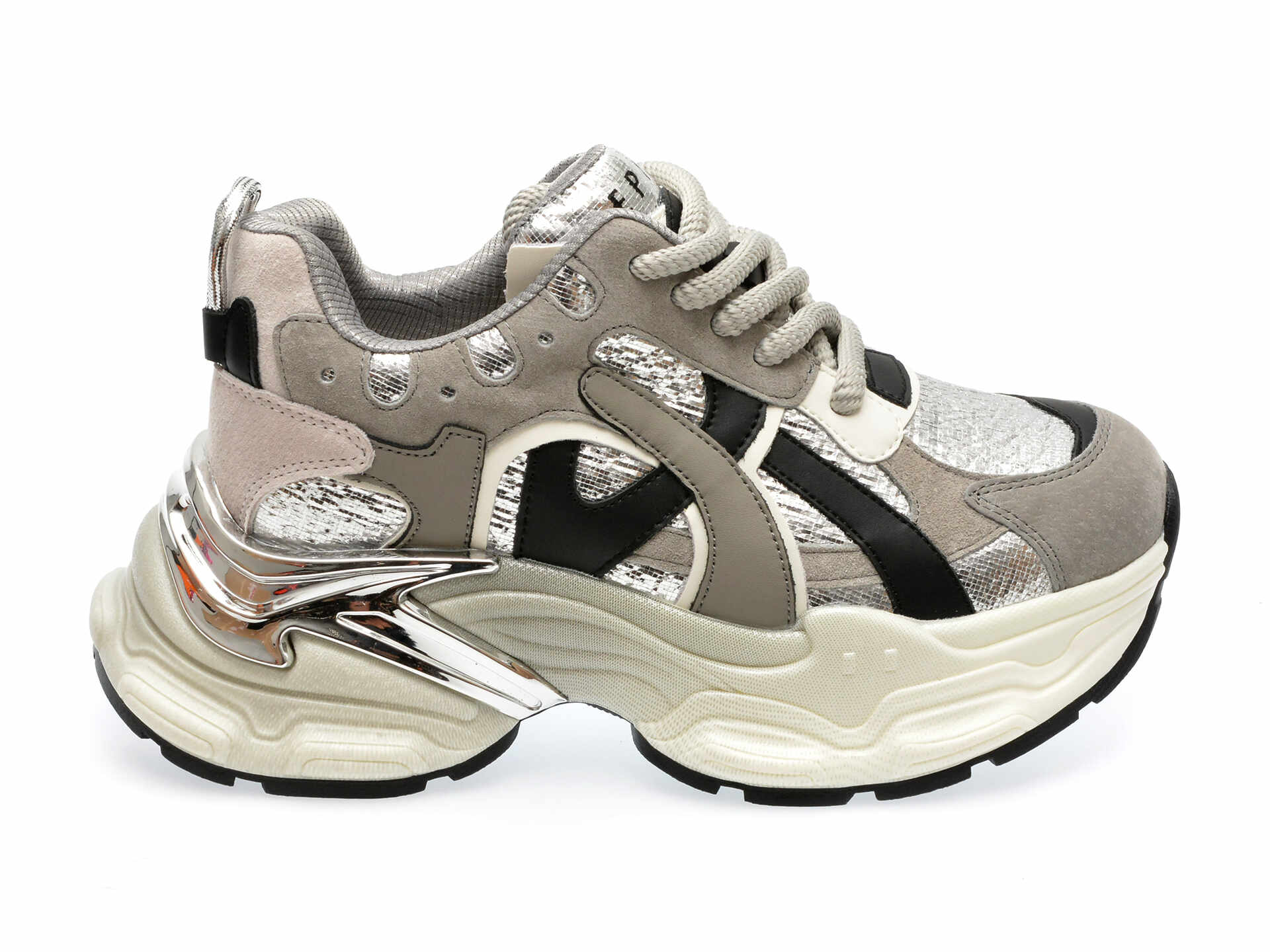 Pantofi sport EPICA argintii, 20262, din piele naturala