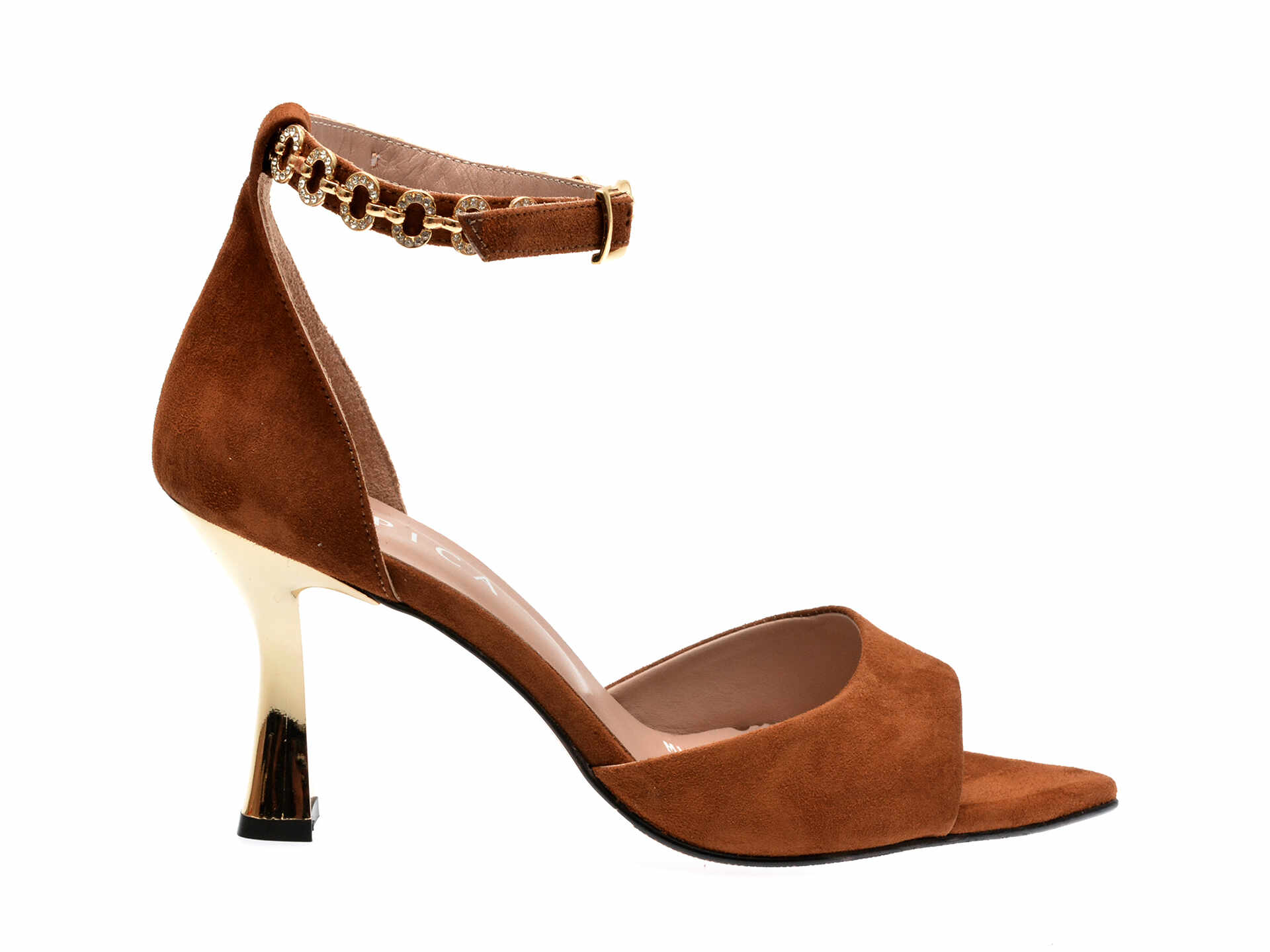 Sandale elegante EPICA maro, 1181, din piele intoarsa