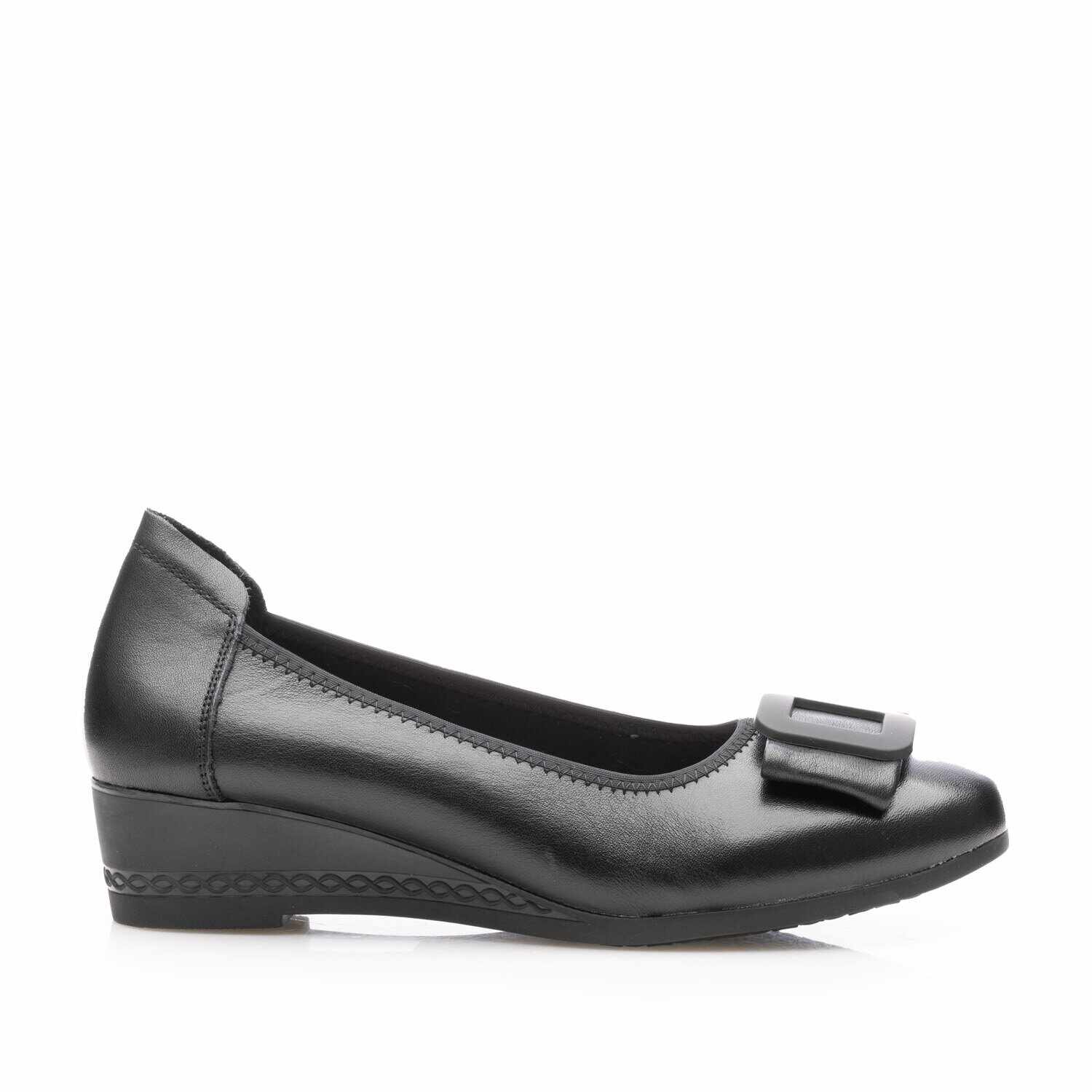 Pantofi casual damă cu platformă din piele naturală - 4409 Negru Box