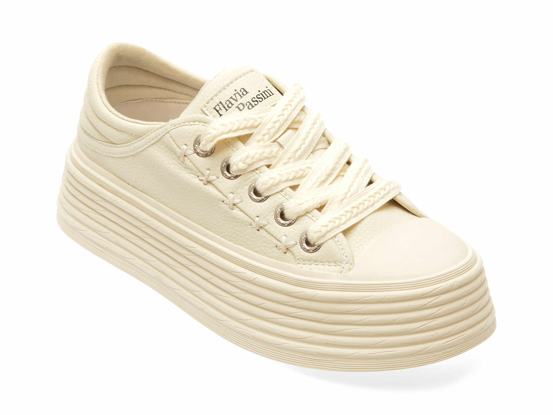 Pantofi casual FLAVIA PASSINI albi, 753929, din piele naturala