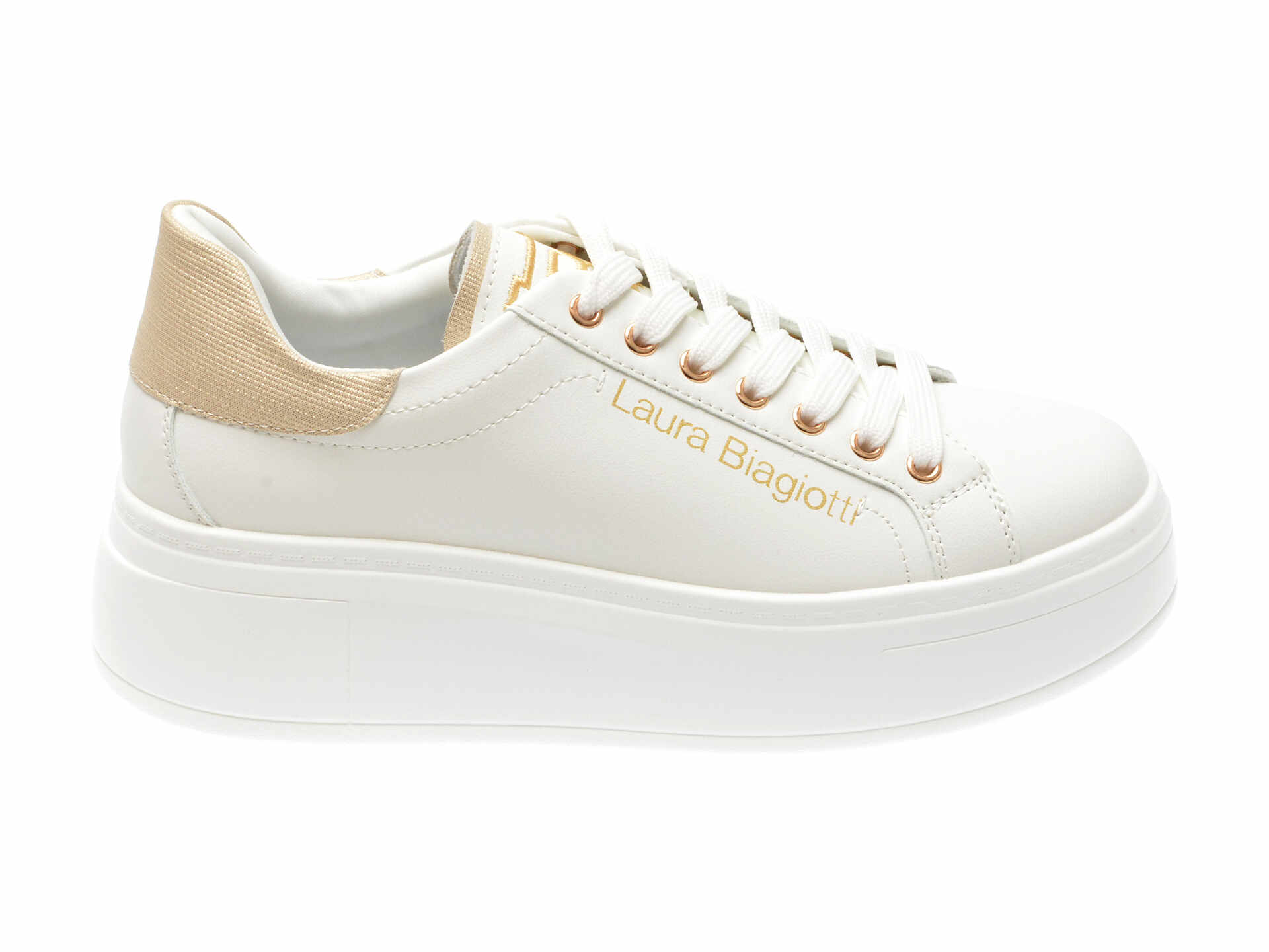 Pantofi casual LAURA BIAGIOTTI albi, 8432, din piele ecologica