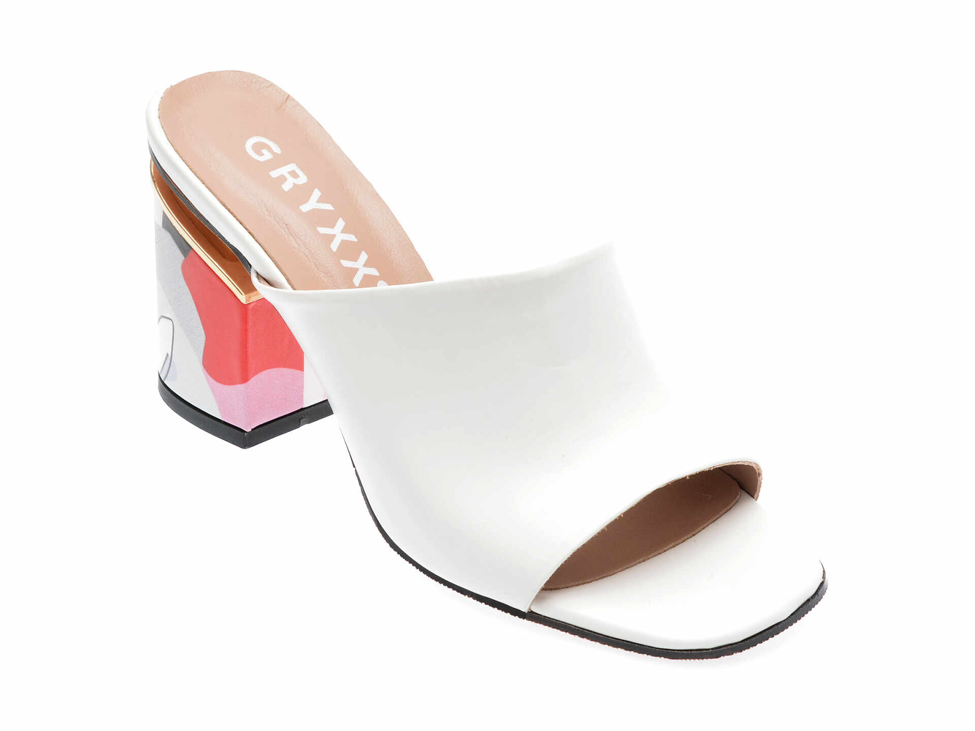 Papuci casual GRYXX albi, 795, din piele naturala