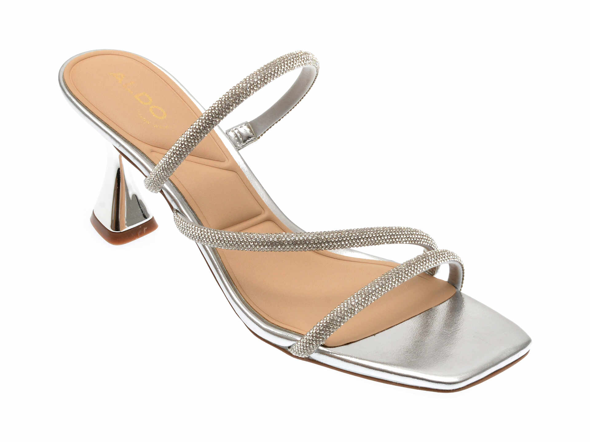 Papuci eleganti ALDO argintii, 13738898, din material textil