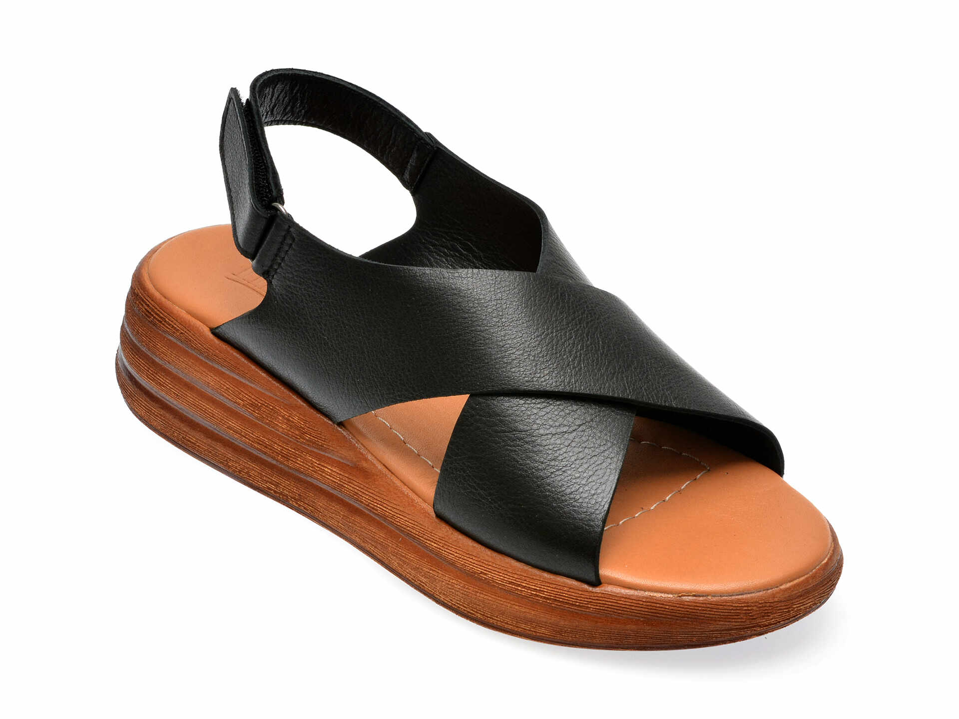 Sandale casual IMAGE negre, 4904, din piele naturala