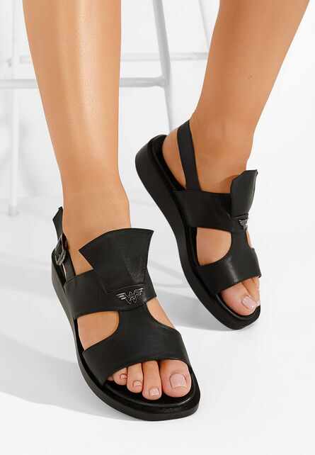 Sandale cu talpa groasa negre Meriva V3