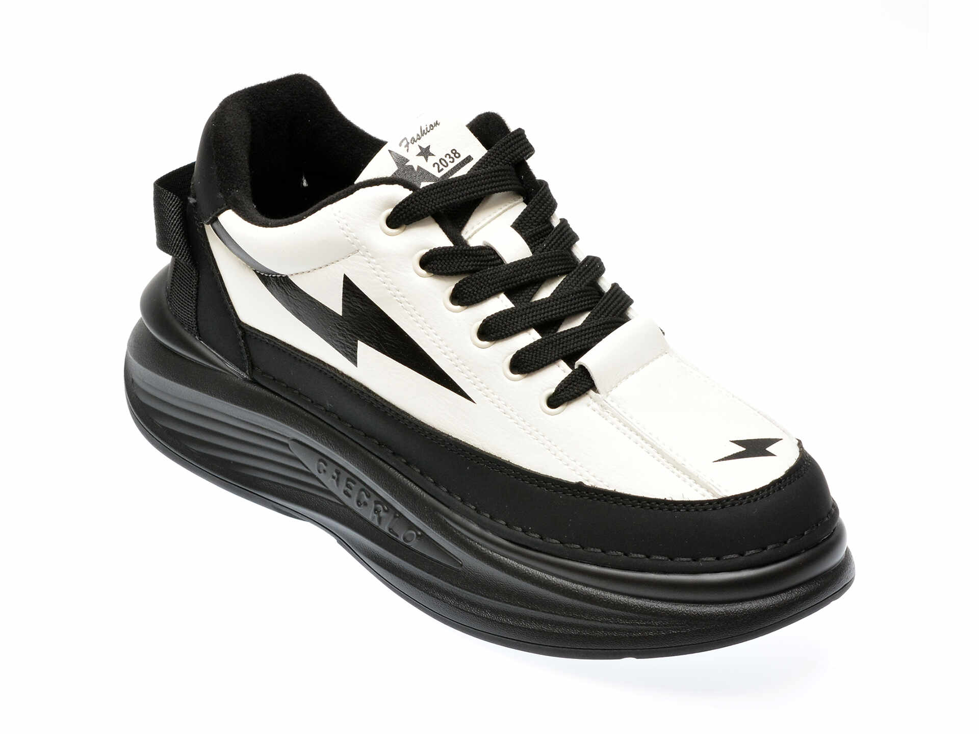 Pantofi casual FASHION negri, 6518, din piele ecologica