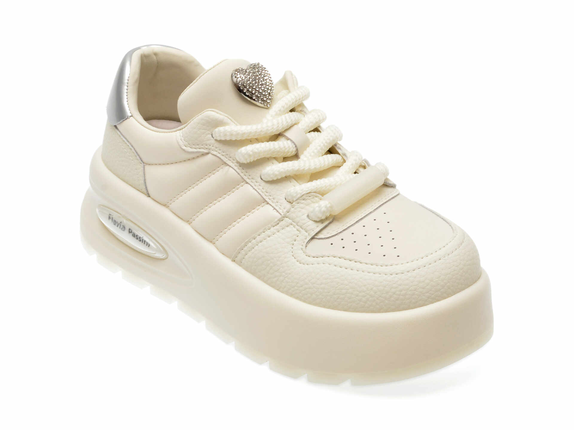 Pantofi casual FLAVIA PASSINI albi, 31C03, din piele ecologica
