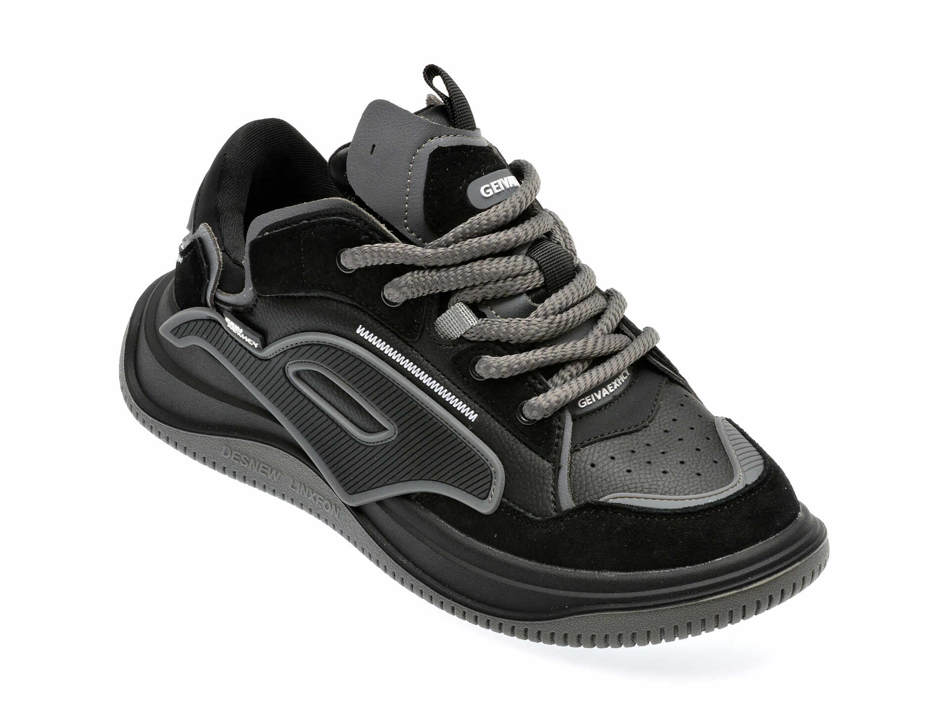 Pantofi casual GEIVAEXHCY negri, 8811, din piele ecologica