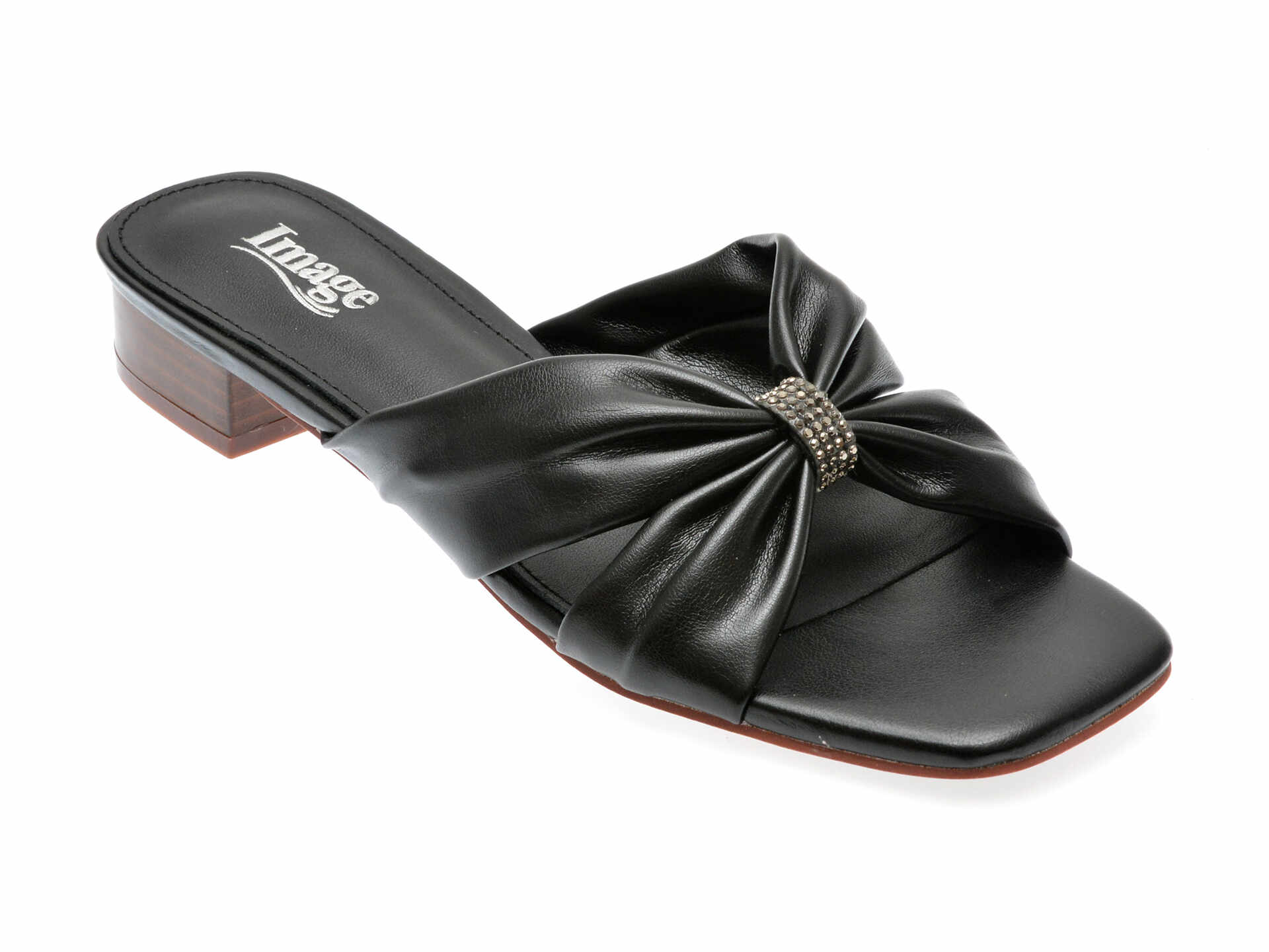 Papuci casual IMAGE negri, 110717, din piele ecologica