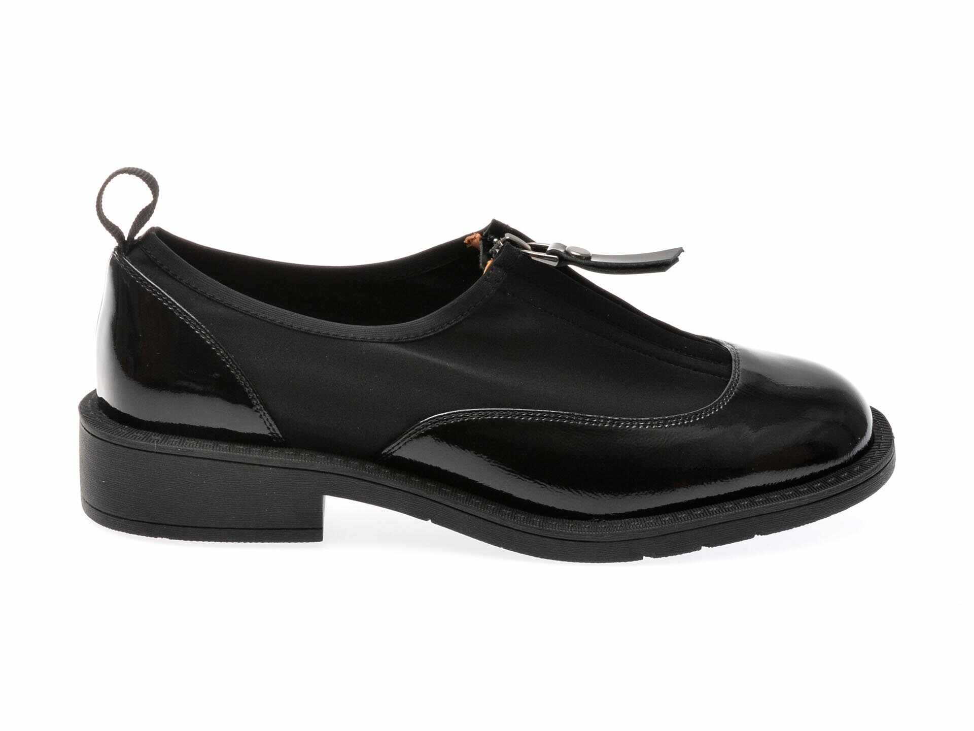 Pantofi casual IMAGE negri, 6184509, din material textil si piele naturala lacuita
