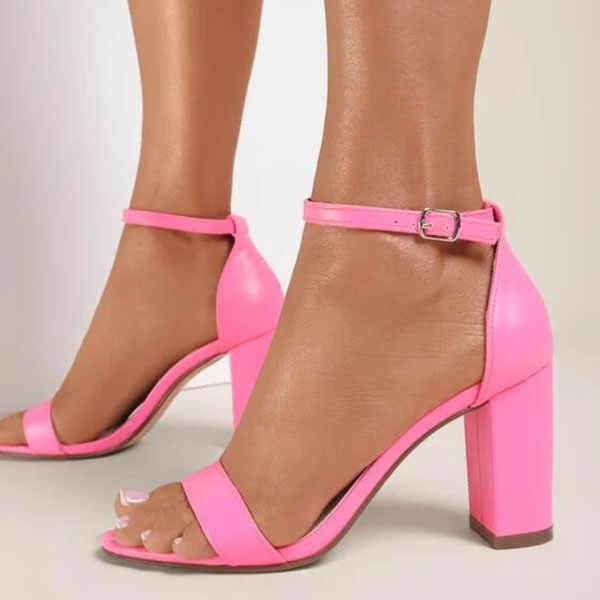 Sandale roz cu toc gros Ingrid 131