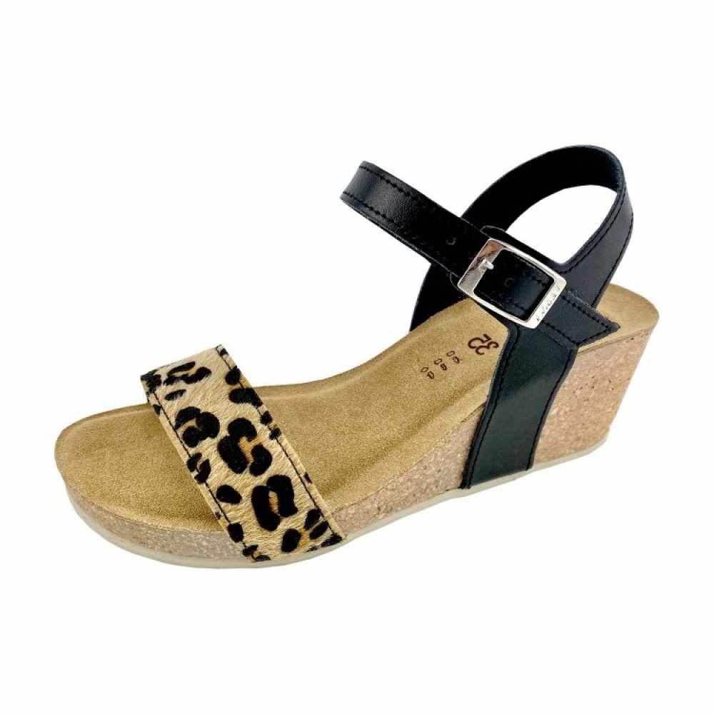 Sandale piele naturala V-022 negru-leopard