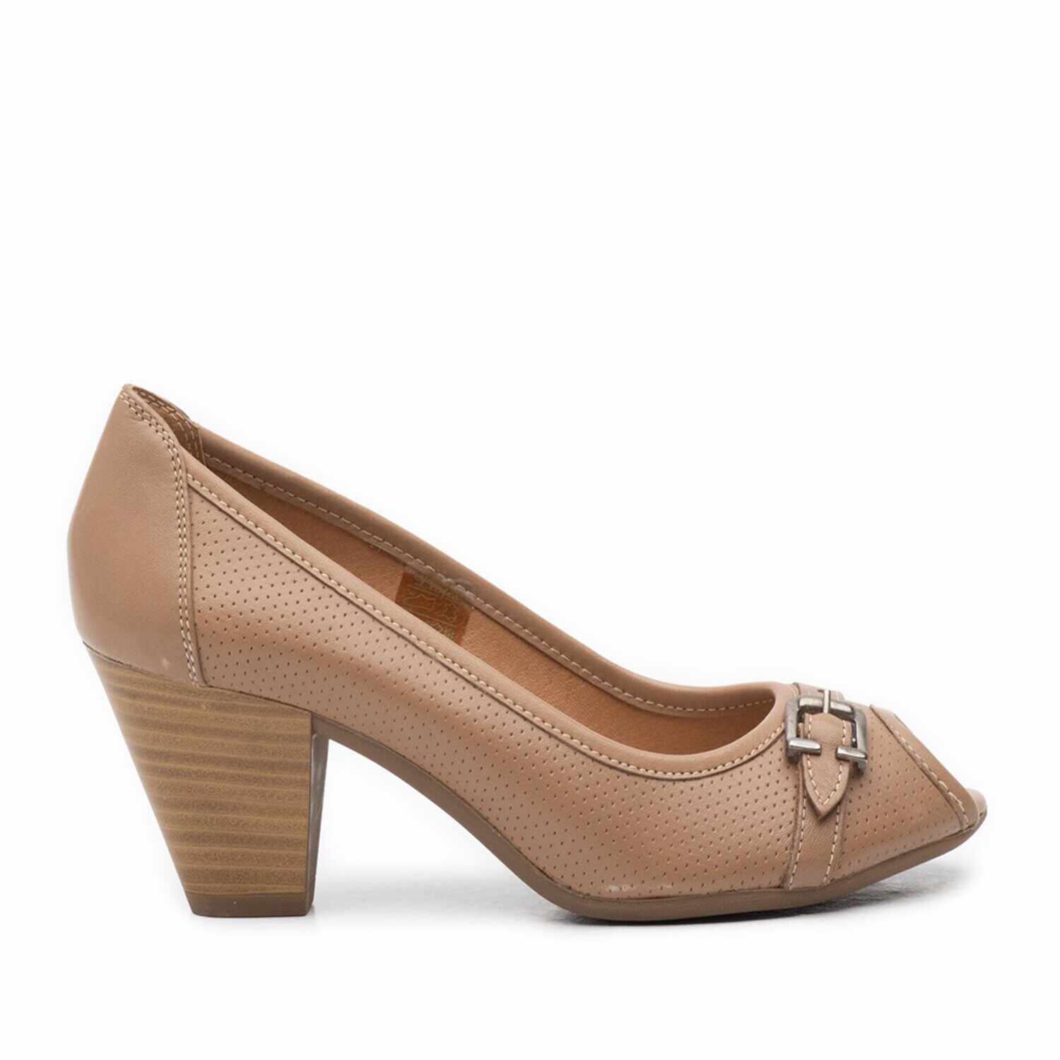 Pantofi casual cu toc dama de piele naturala, Leofex - 276-1 taupe