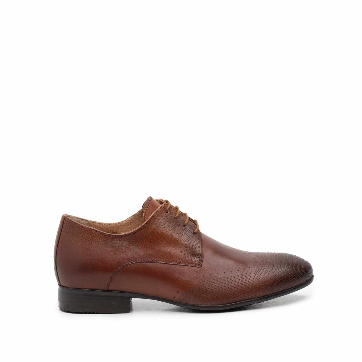 Pantofi eleganti barbati din piele naturala, Leofex - 889 cognac box