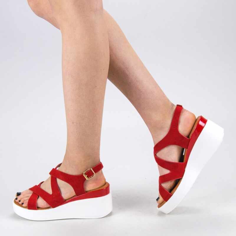 Sandale Dama cu Platforma QZL225 Red | Mei